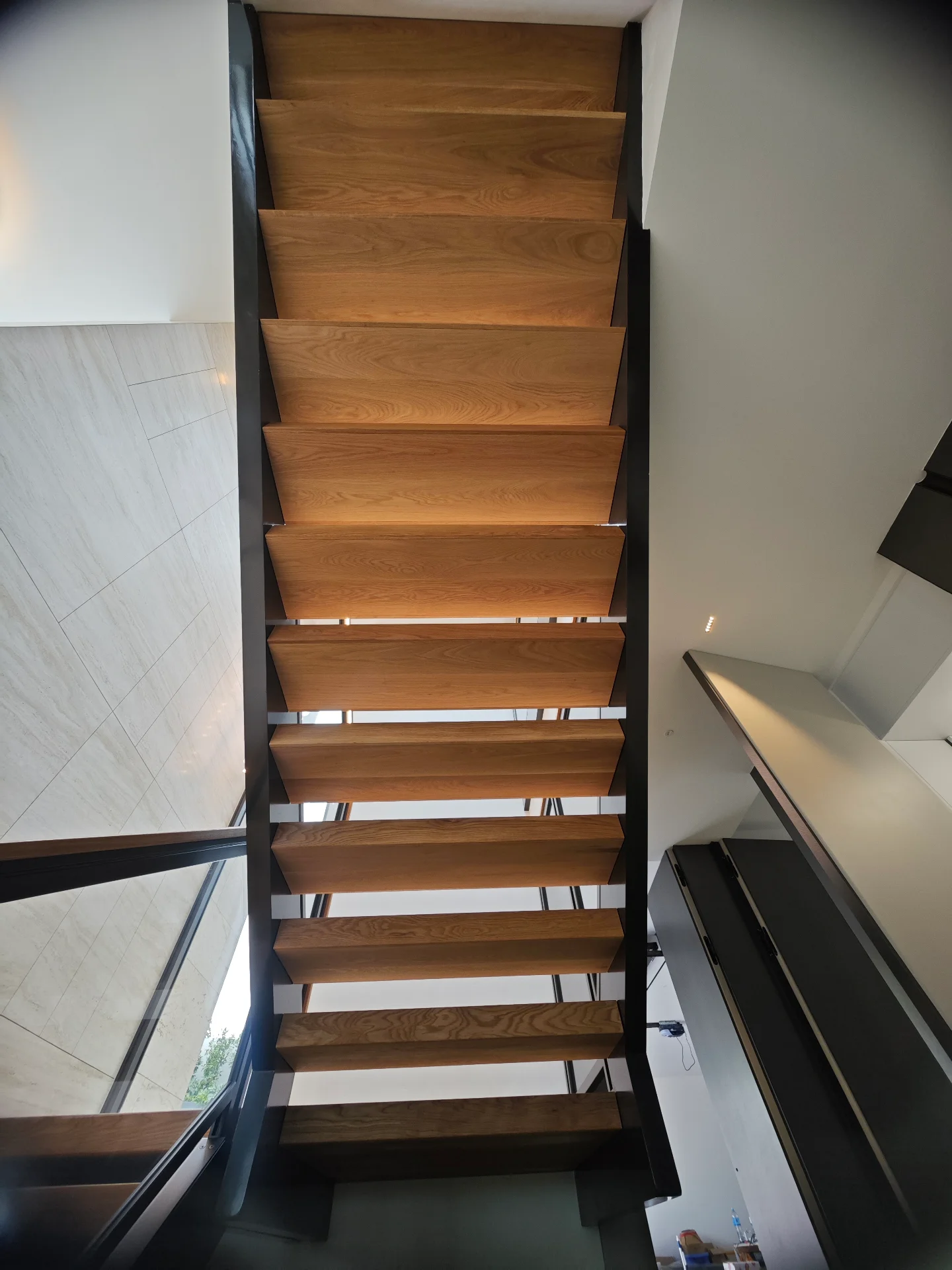 Floating oak stair treads — Progress photo