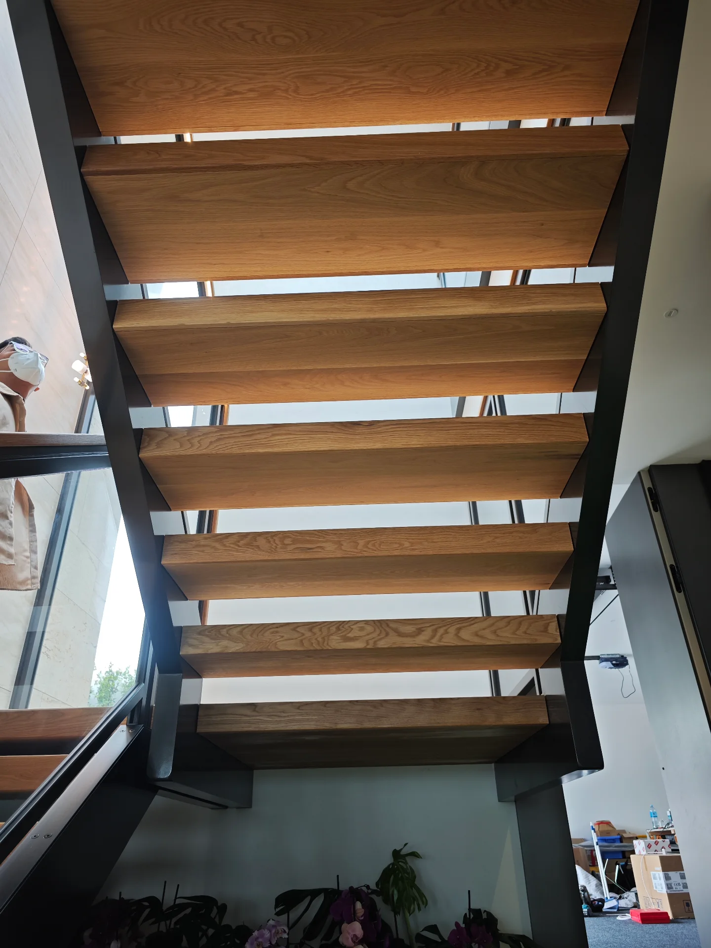 Floating oak stair treads — Progress photo