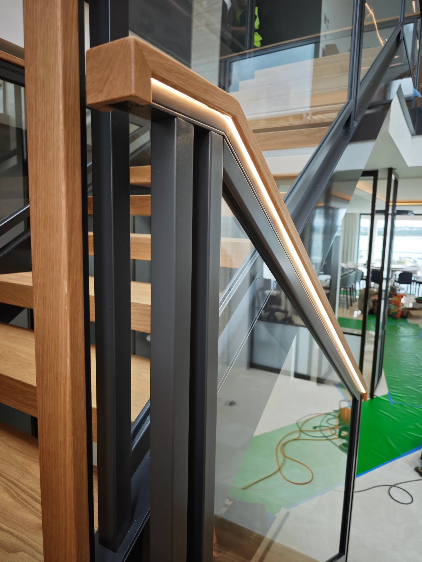 Floating oak stair treads — Progress photo