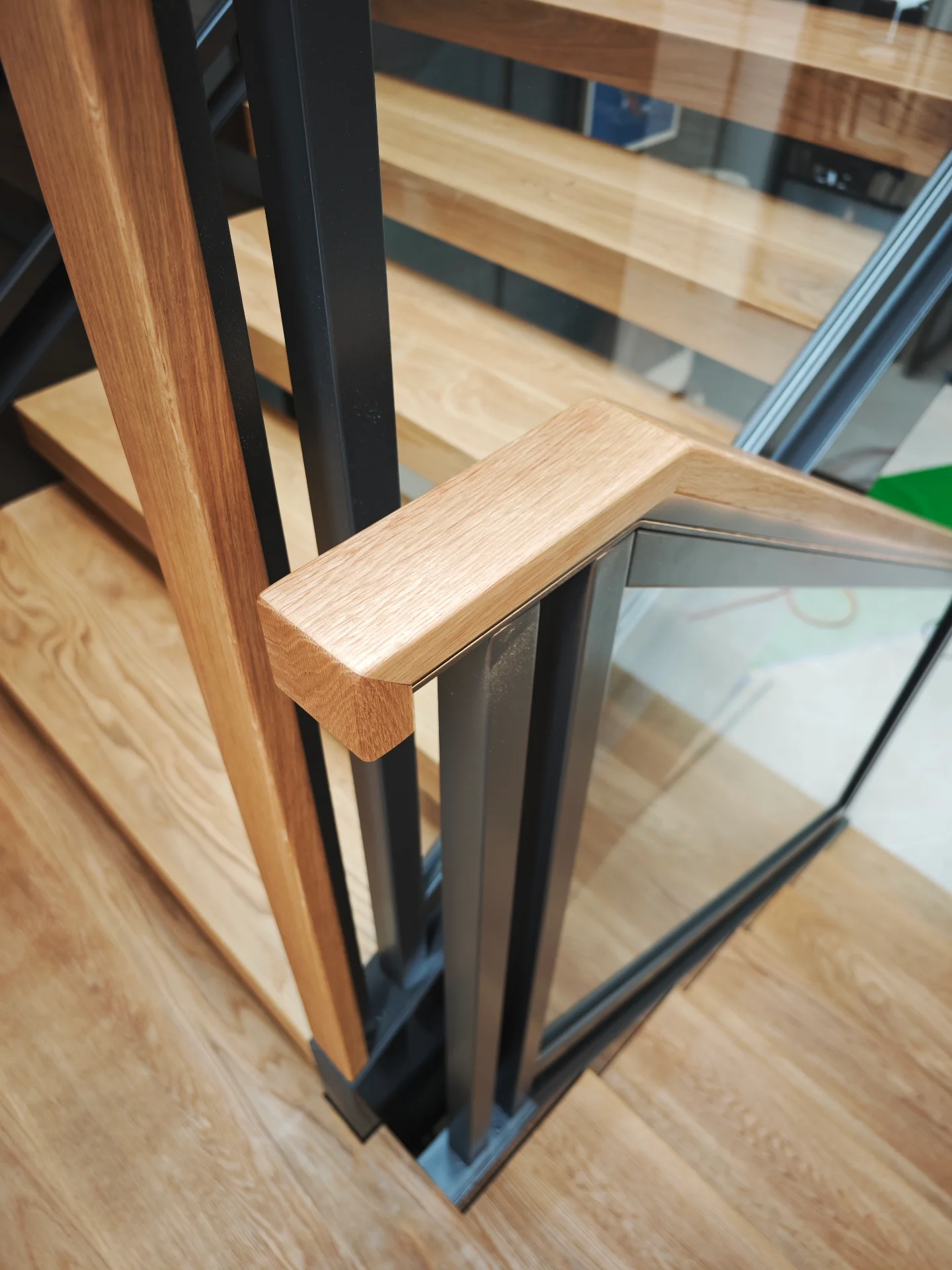 Floating oak stair treads — Progress photo