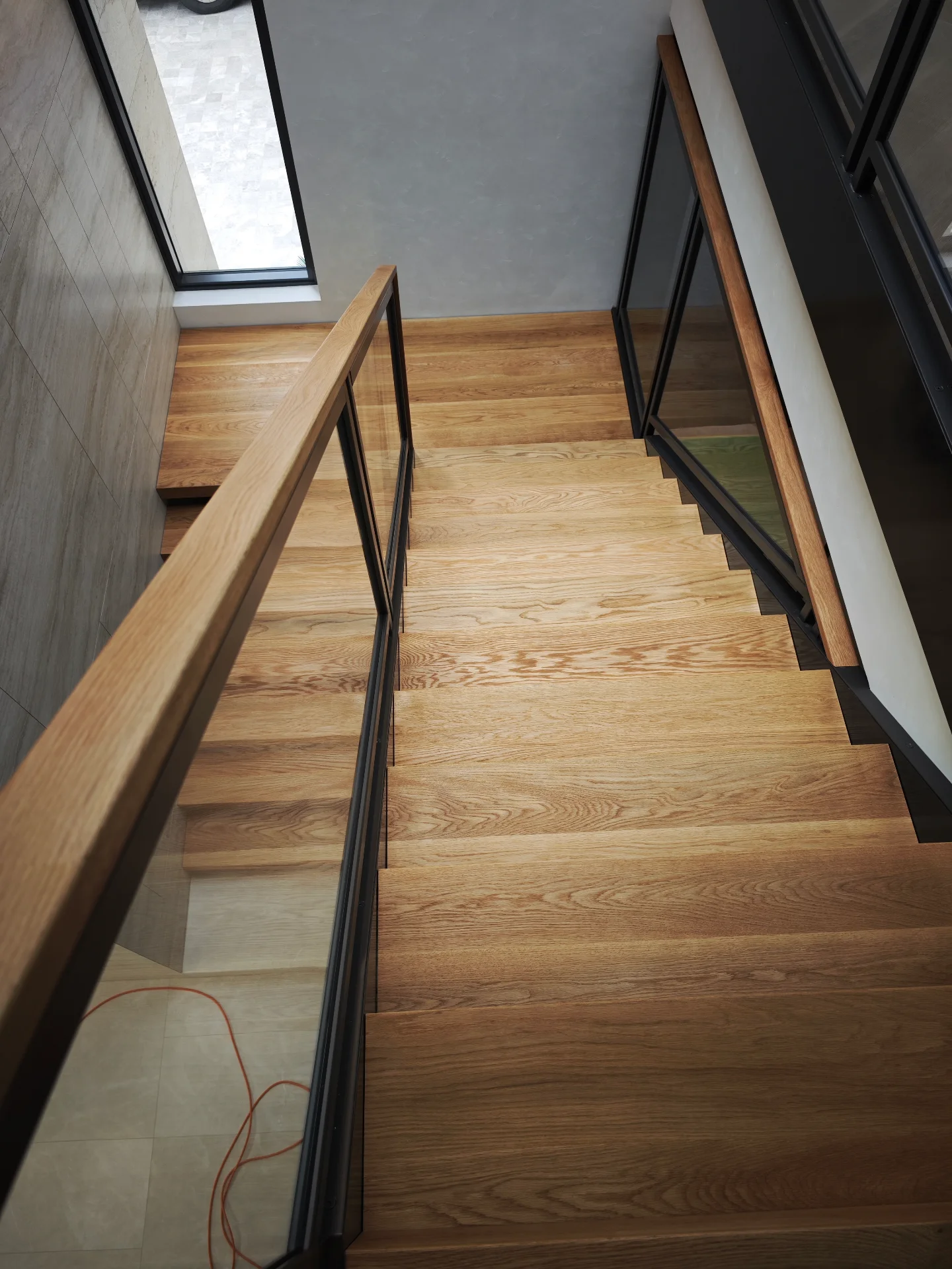 Floating oak stair treads — Progress photo