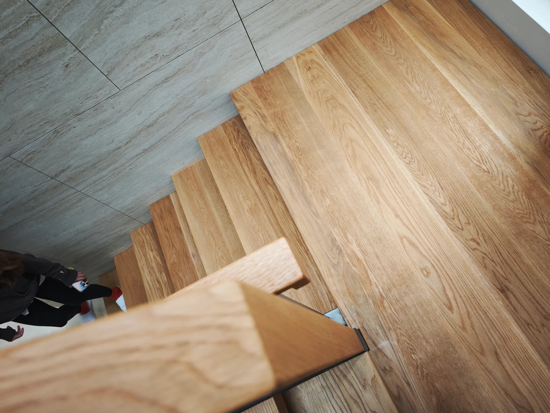 Floating oak stair treads — Progress photo
