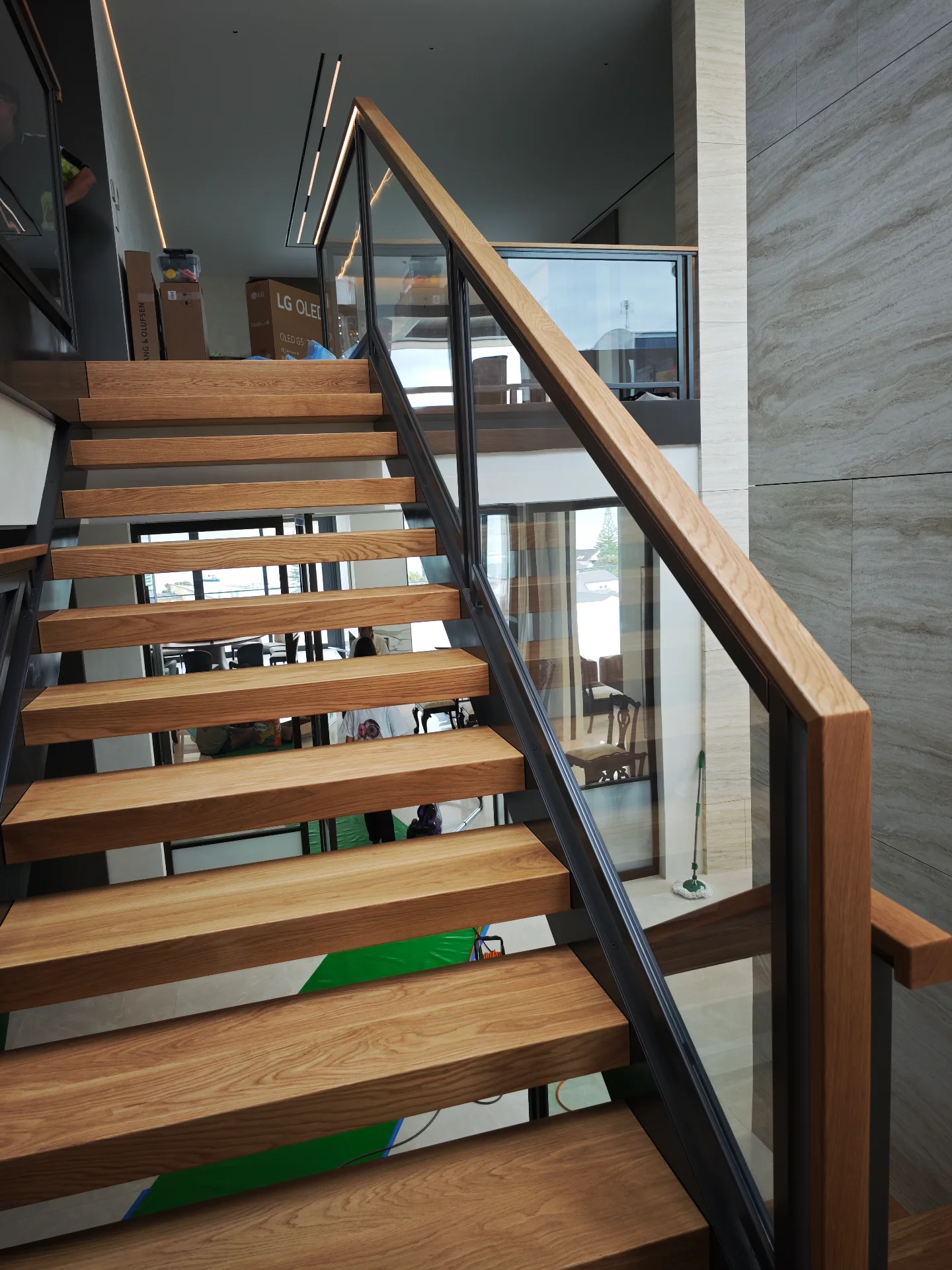 Floating oak stair treads — Progress photo