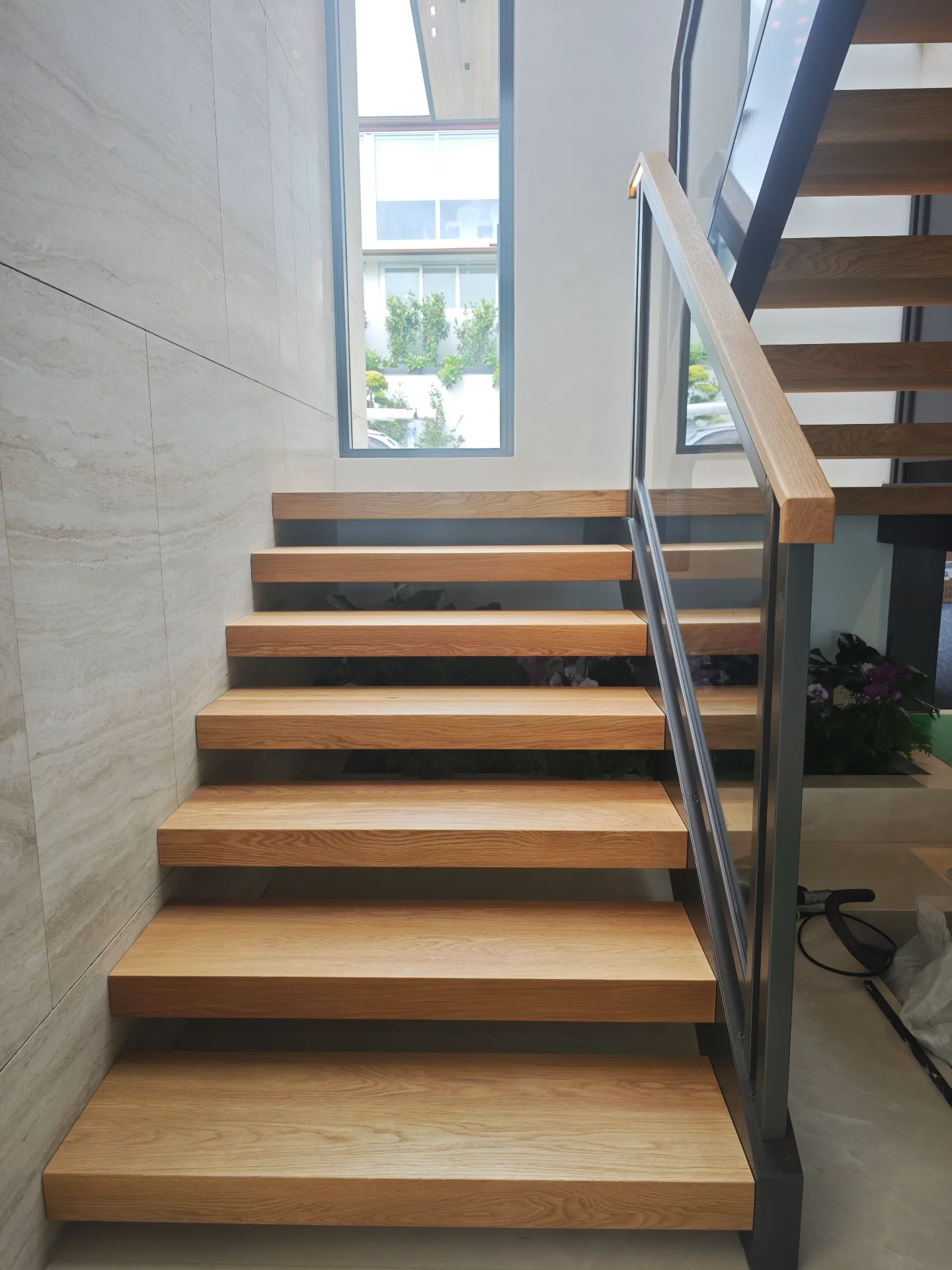 Floating oak stair treads — Floating Stair Treads