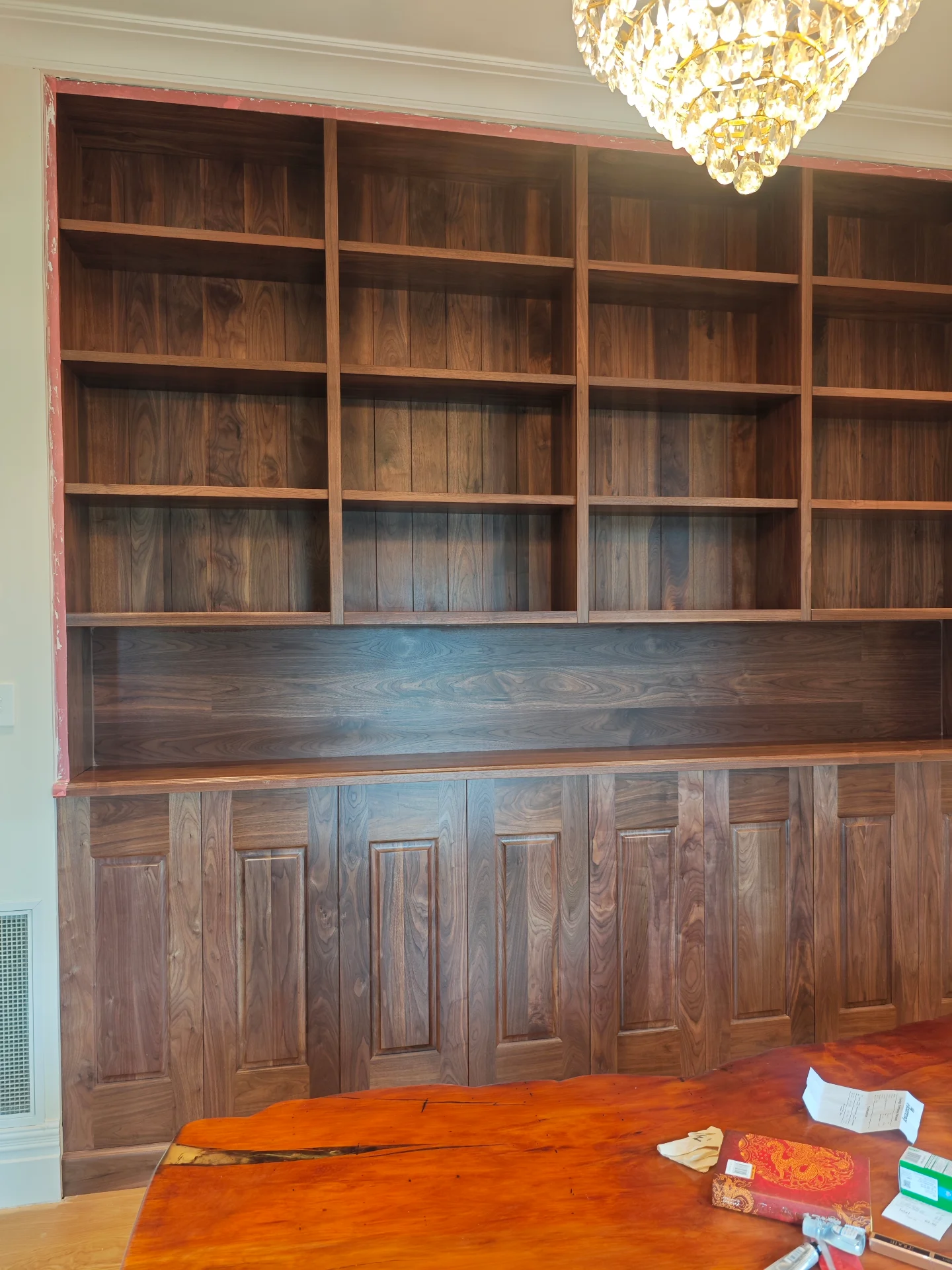 American Black Walnut bookcase — Progress photo