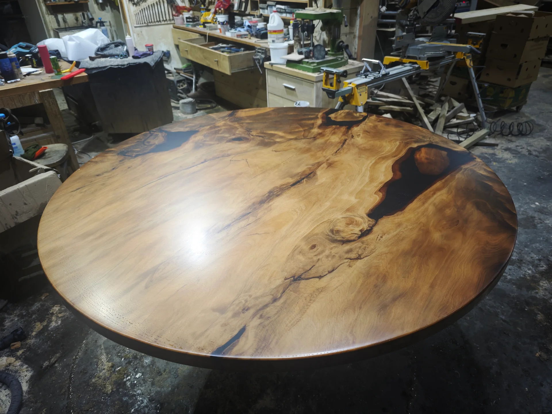 Swamp Kauri Round Dining Table 1600D — Progress photo