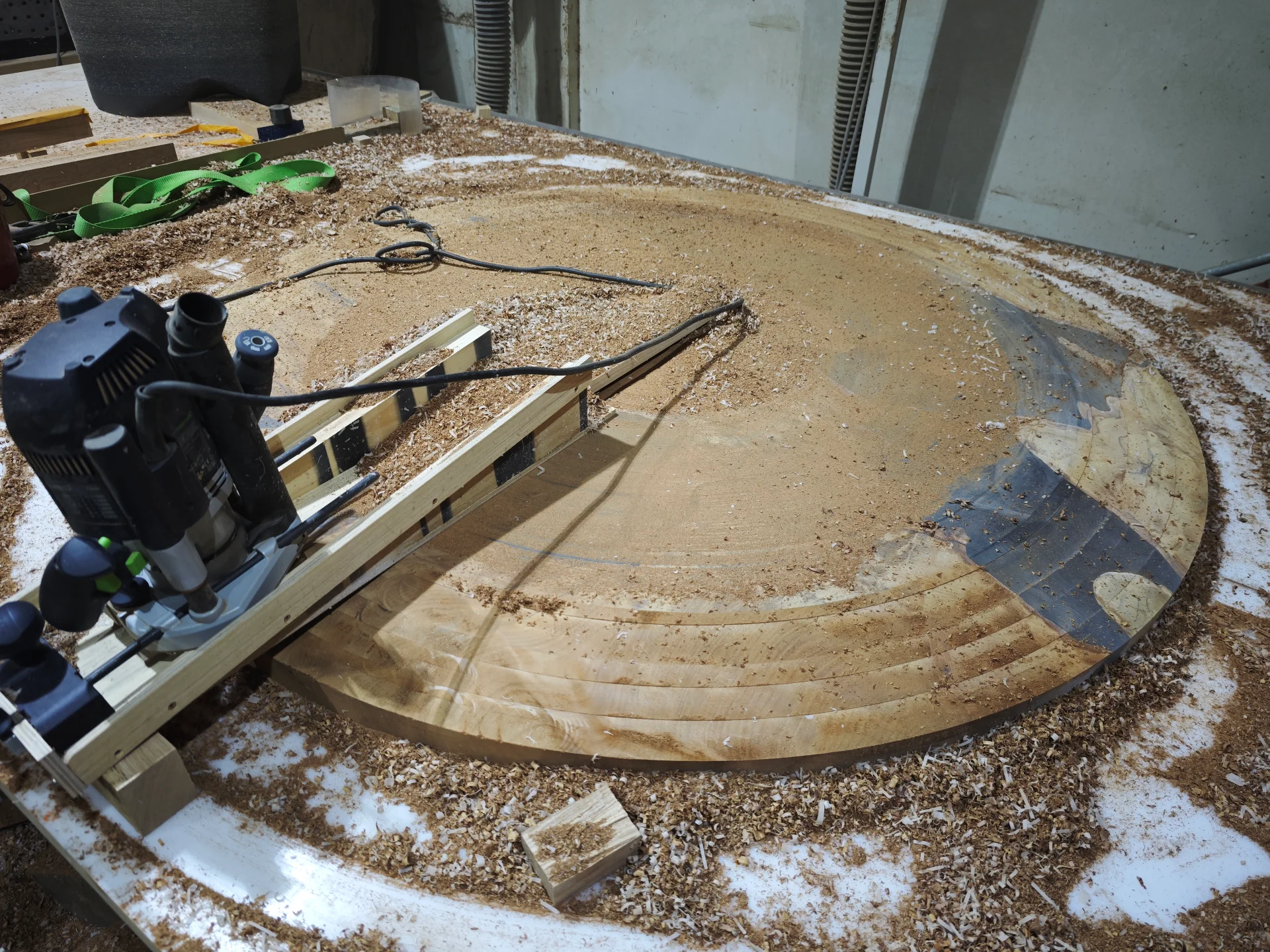 Swamp Kauri Round Dining Table 1600D — Progress photo