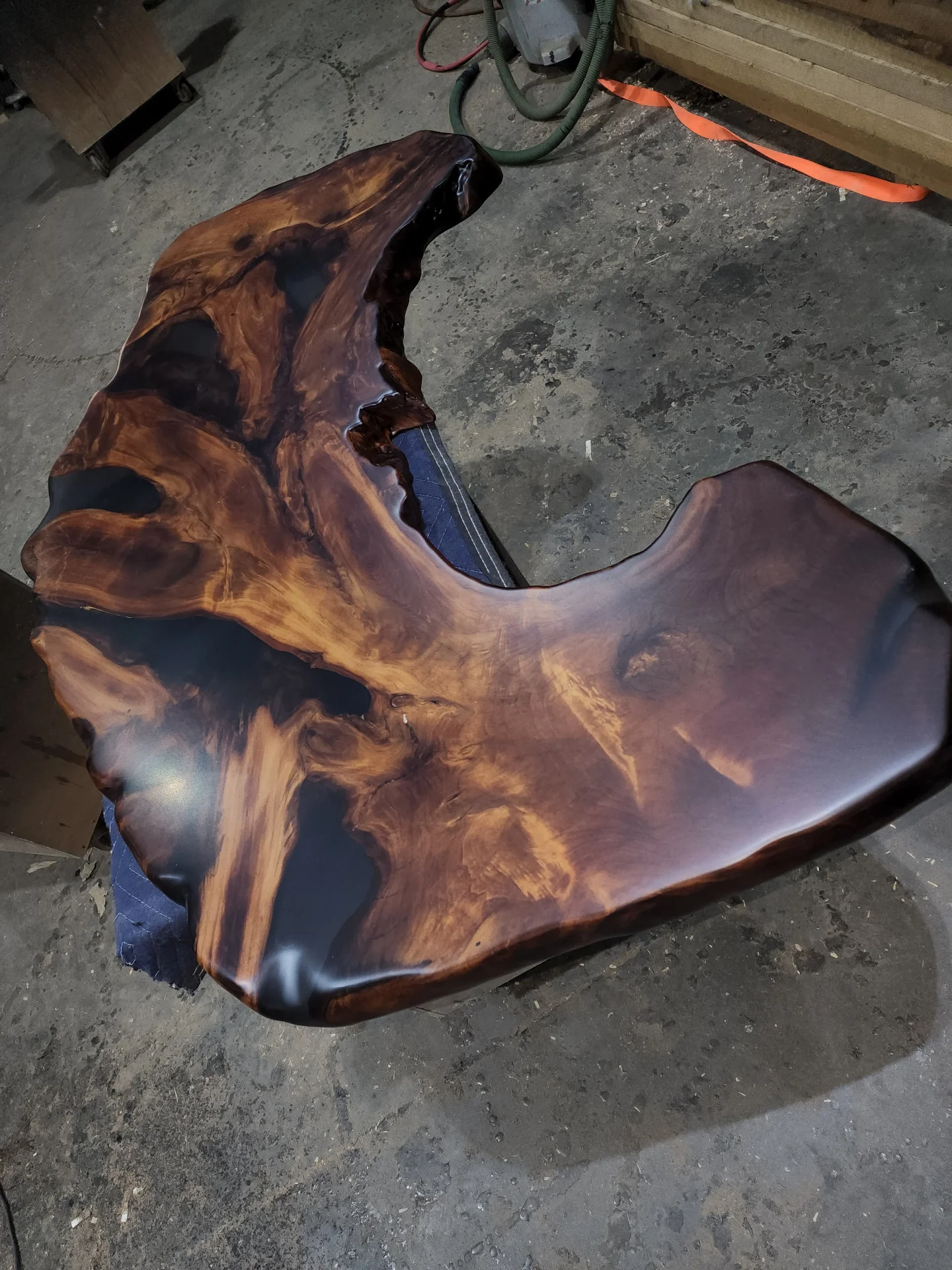 Swamp Kauri Coffee table top — Progress photo