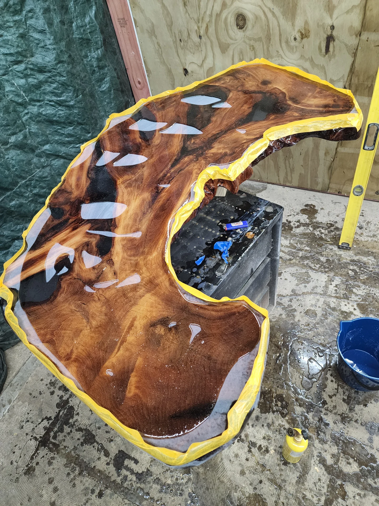 Swamp Kauri Coffee table top — Progress photo