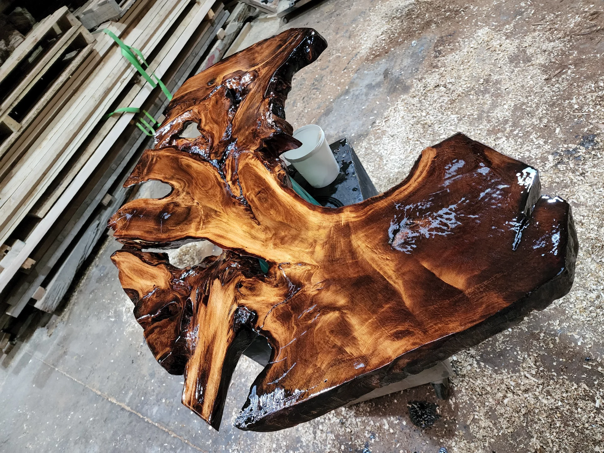 Swamp Kauri Coffee table top — Progress photo