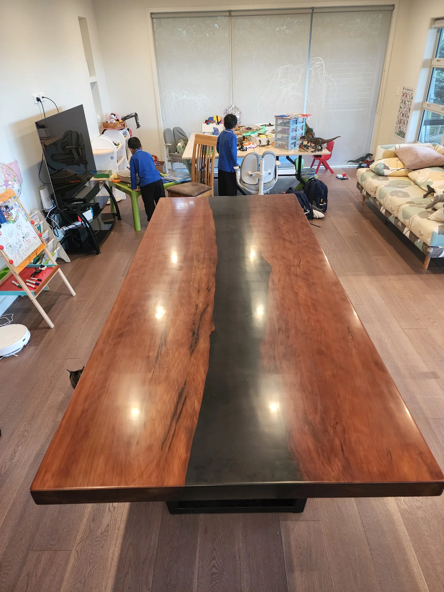 Swamp Kauri Dining Table River Table — Progress photo
