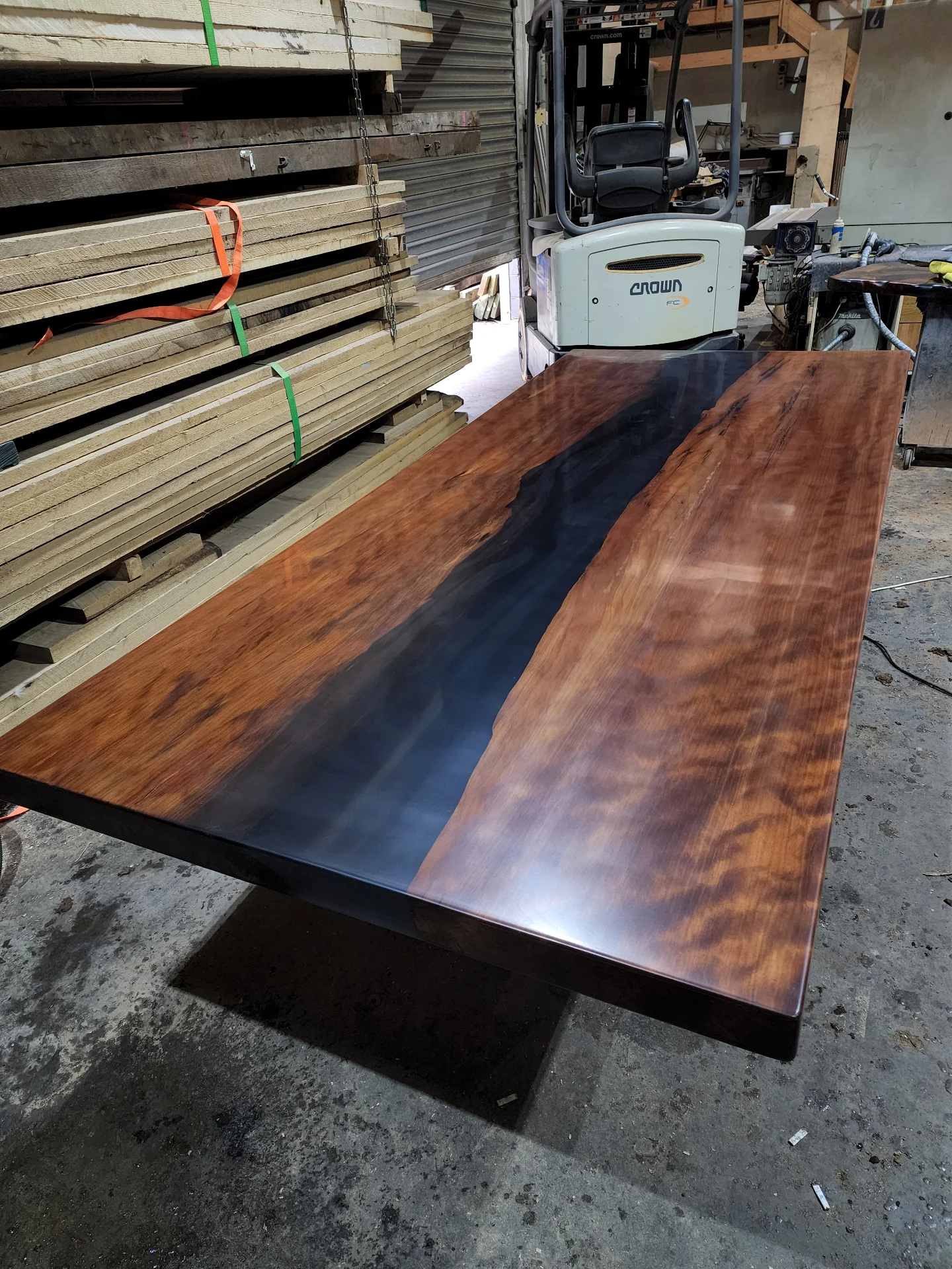 Swamp Kauri Dining Table River Table — Progress photo