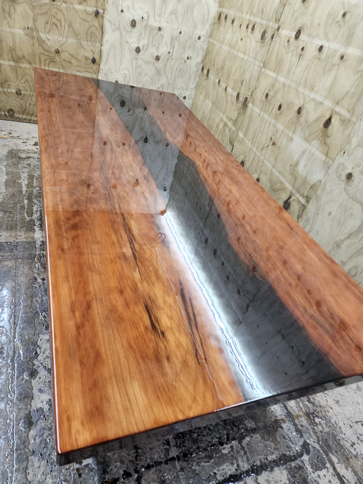 Swamp Kauri Dining Table River Table — Progress photo