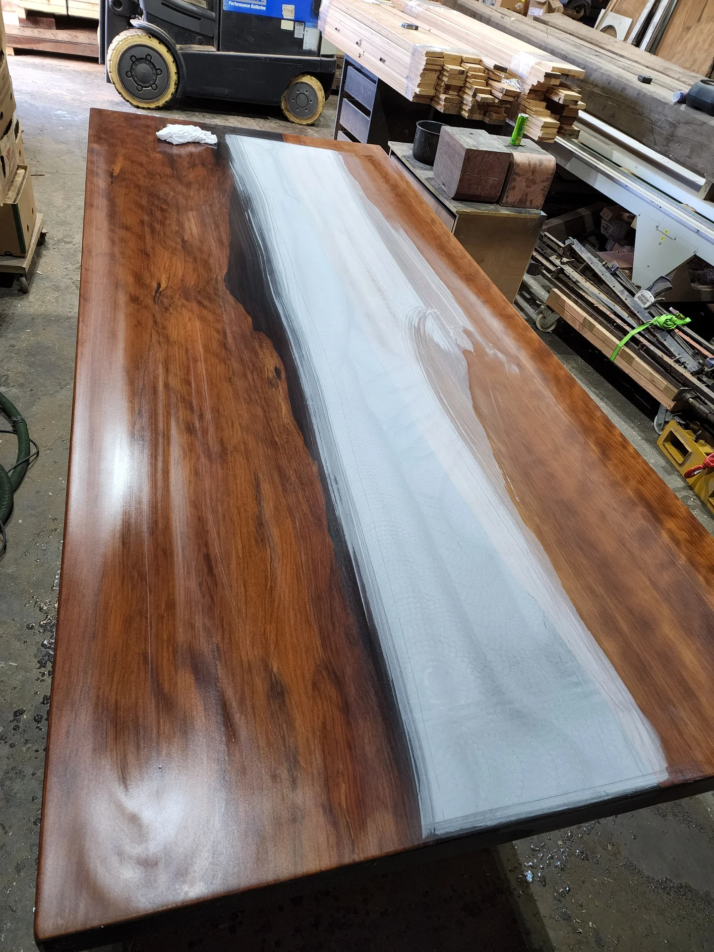 Swamp Kauri Dining Table River Table — Progress photo