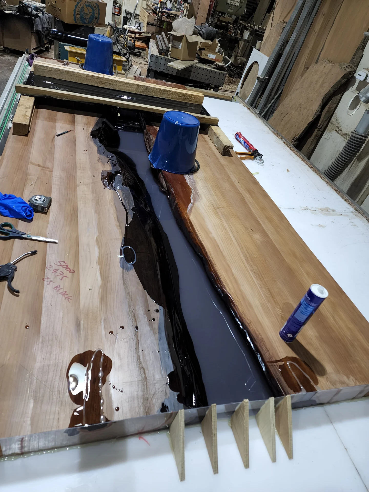 Swamp Kauri Dining Table River Table — Progress photo