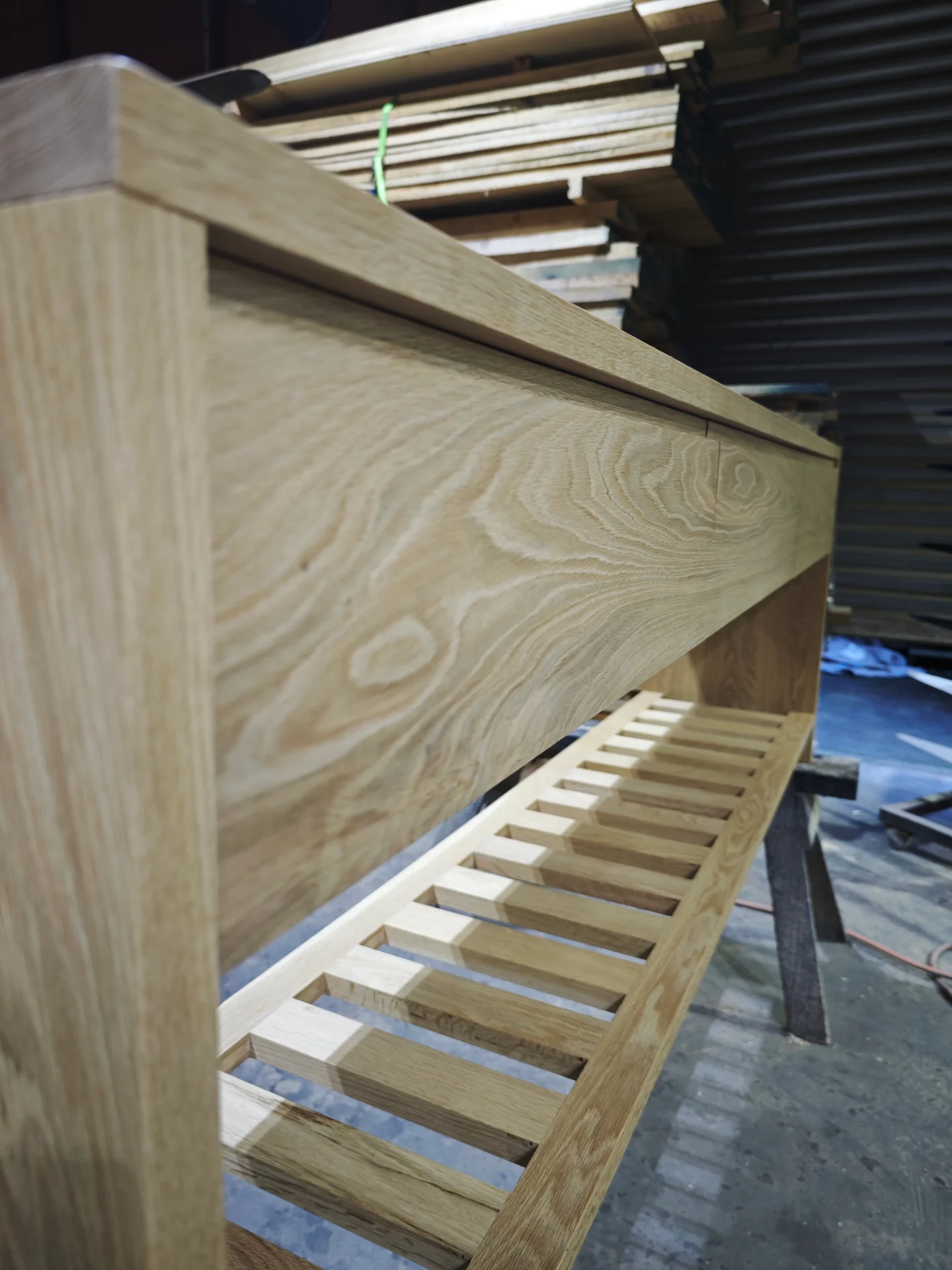 Solid Oak Vanity with Slatted bottom — Progress photo