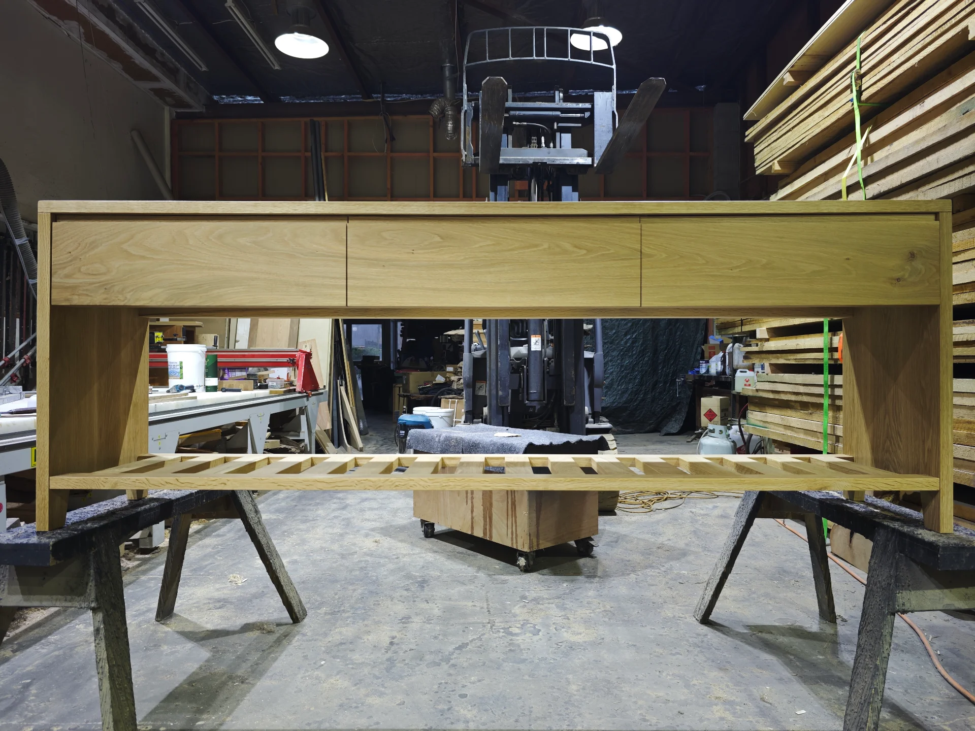 Solid Oak Vanity with Slatted bottom — Progress photo
