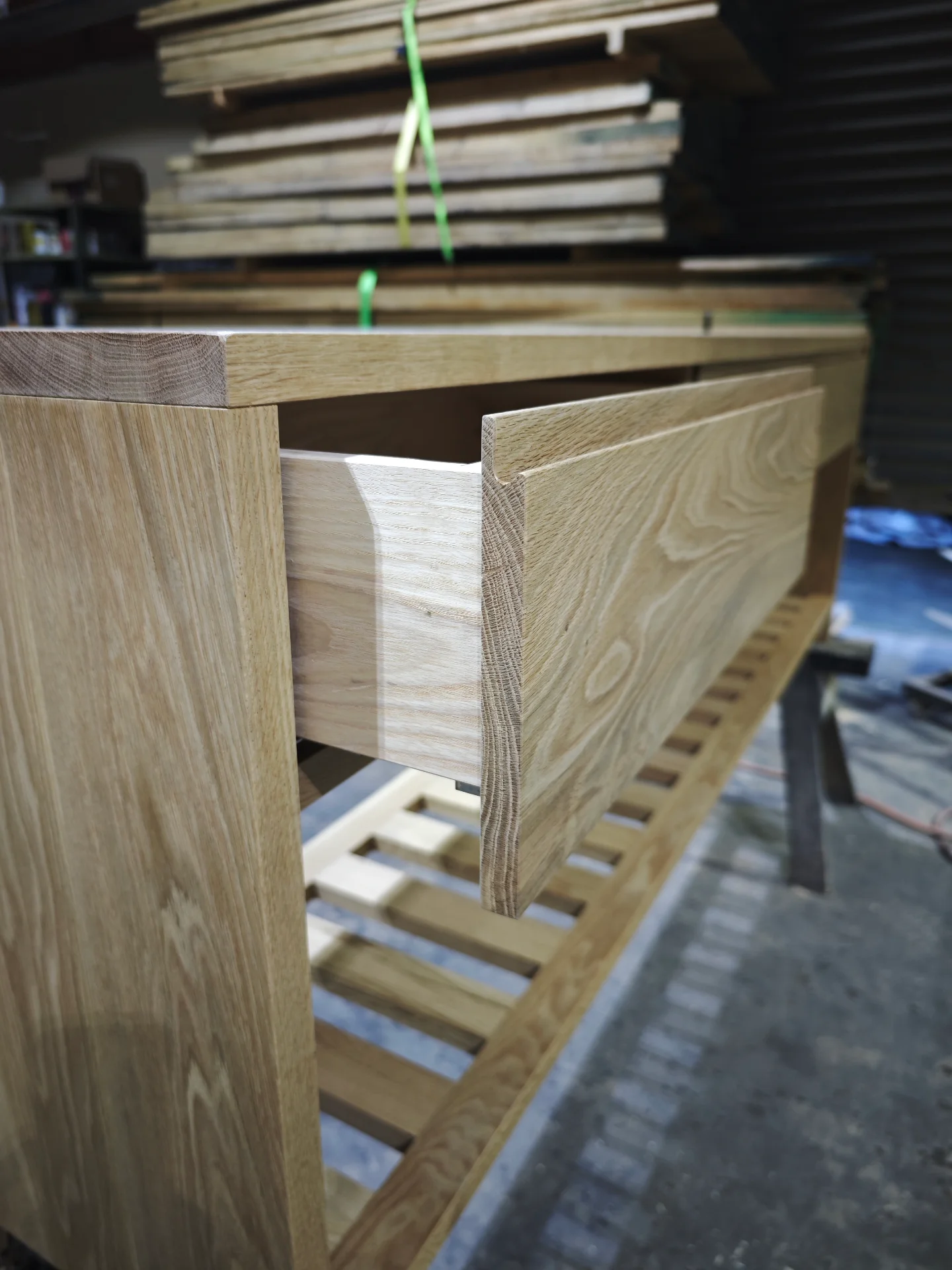 Solid Oak Vanity with Slatted bottom — Progress photo