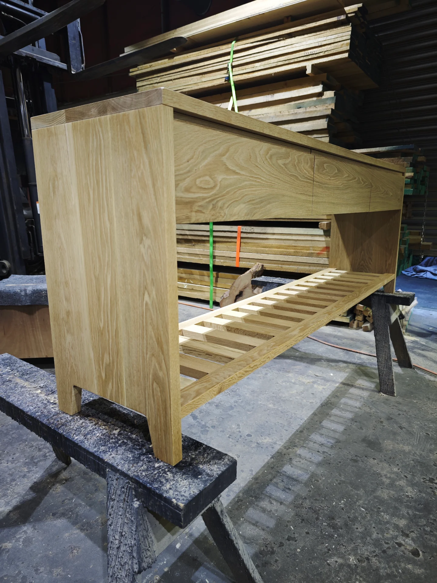 Solid Oak Vanity with Slatted bottom — Progress photo