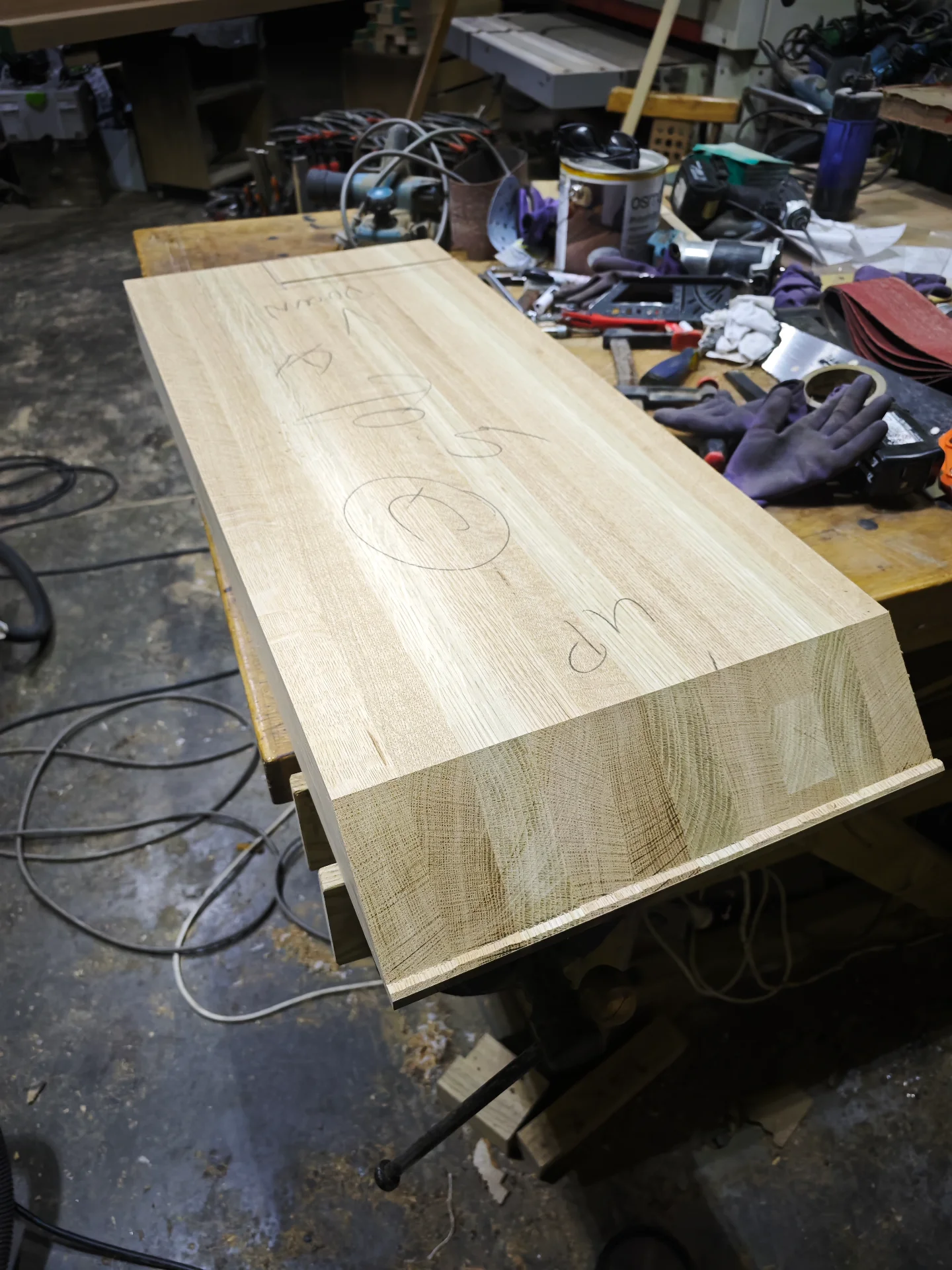 Solid Oak Counter 100mm Thick — Progress photo