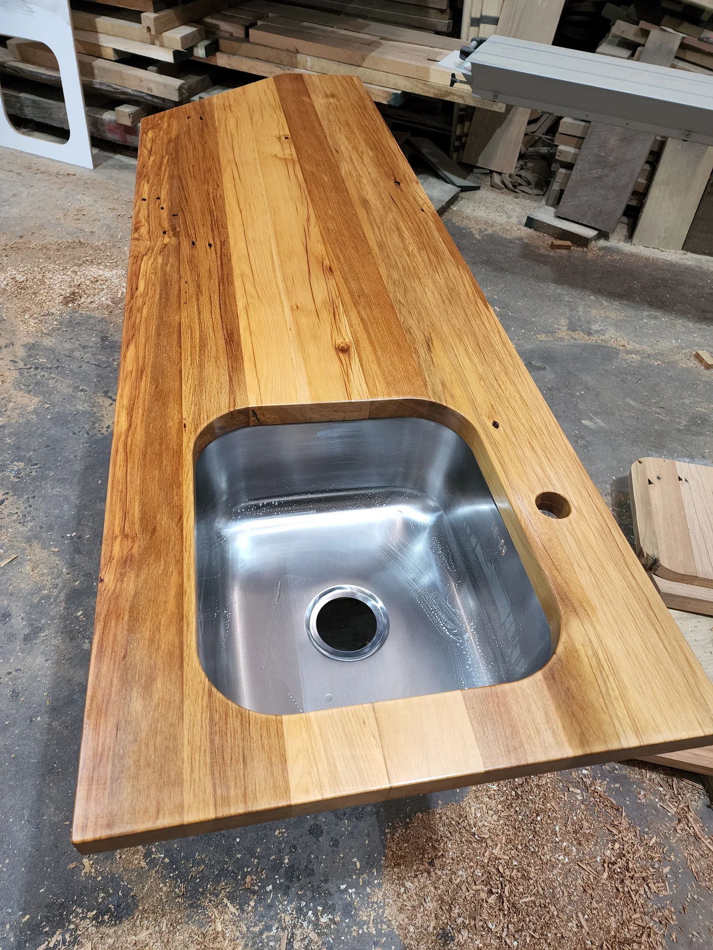 Recycled Rimu Counter top with Sink — Progress photo
