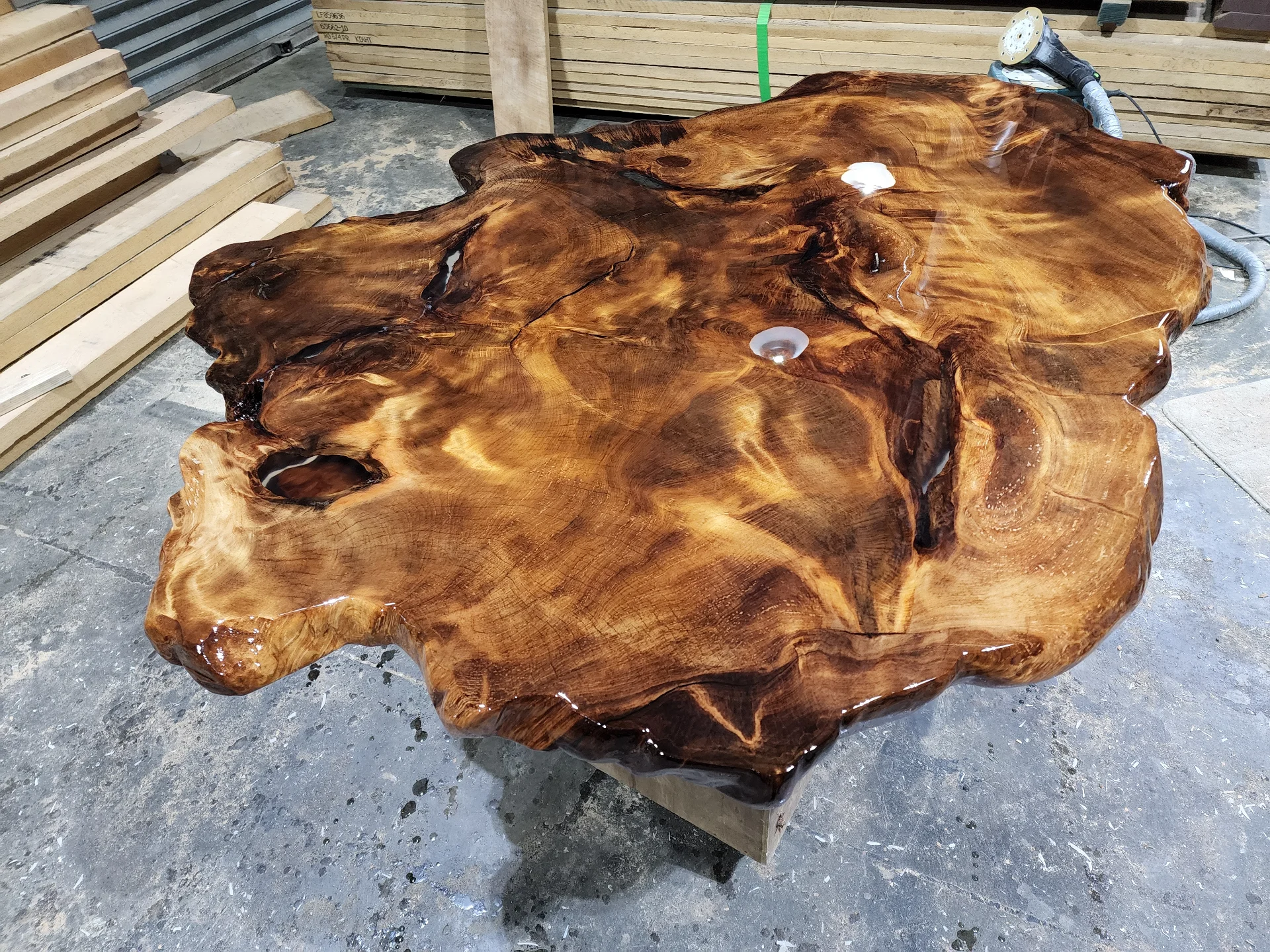 Swamp Kauri Coffee table top 2 — Progress photo