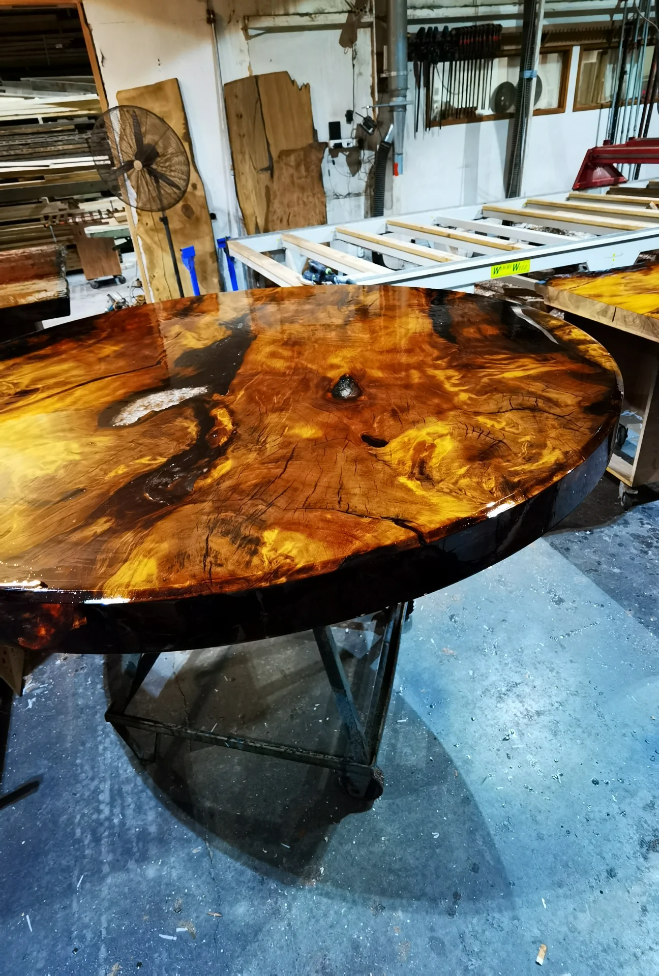 Dia 2M Swamp Kauri Dining table Round — Progress photo