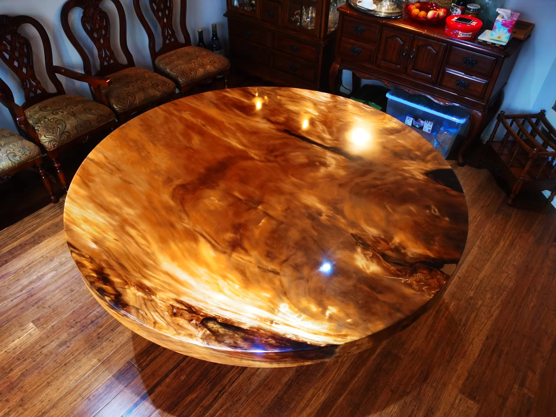 Dia 2M Swamp Kauri Dining table Round — Progress photo