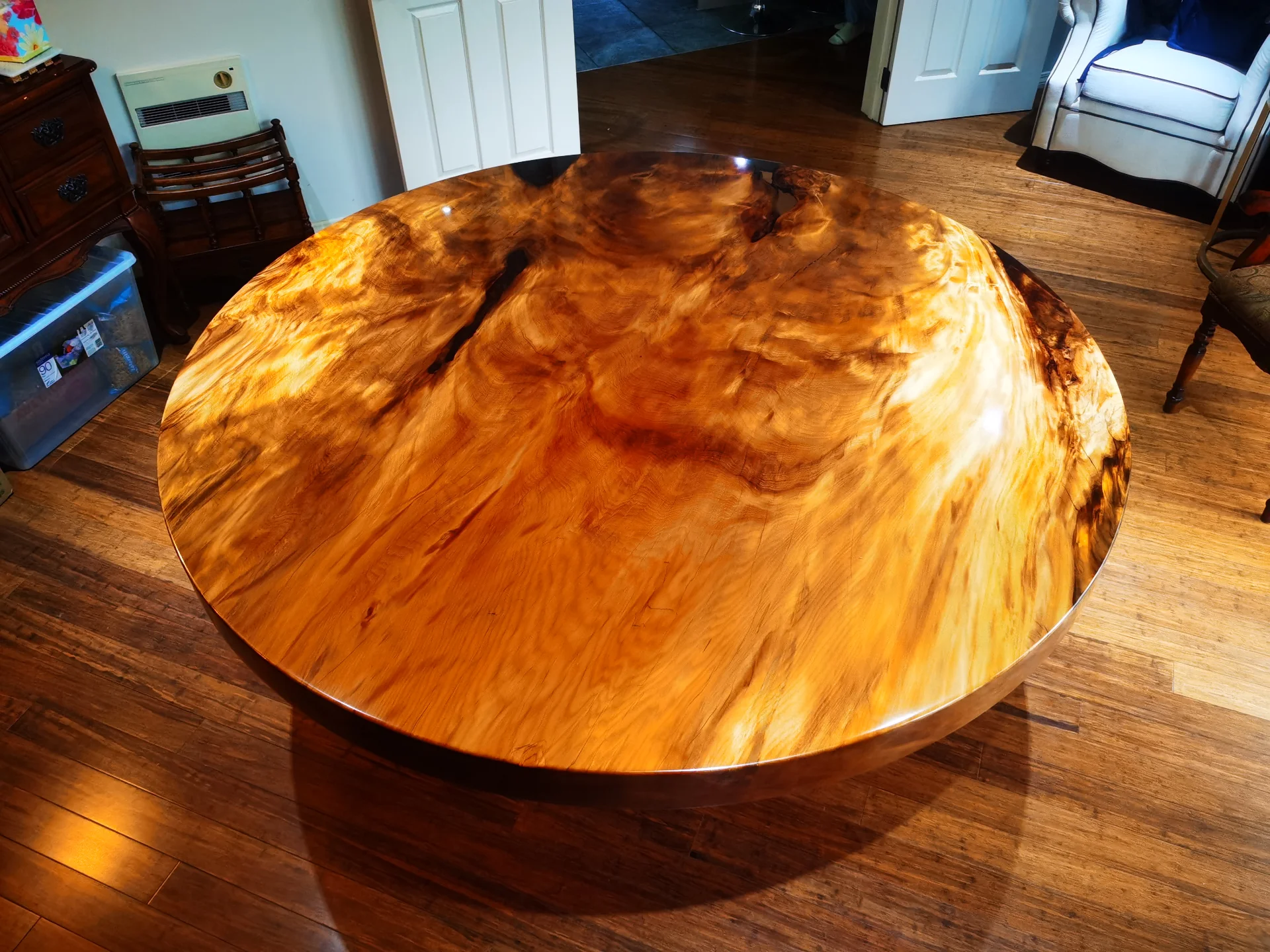 Dia 2M Swamp Kauri Dining table Round — Progress photo