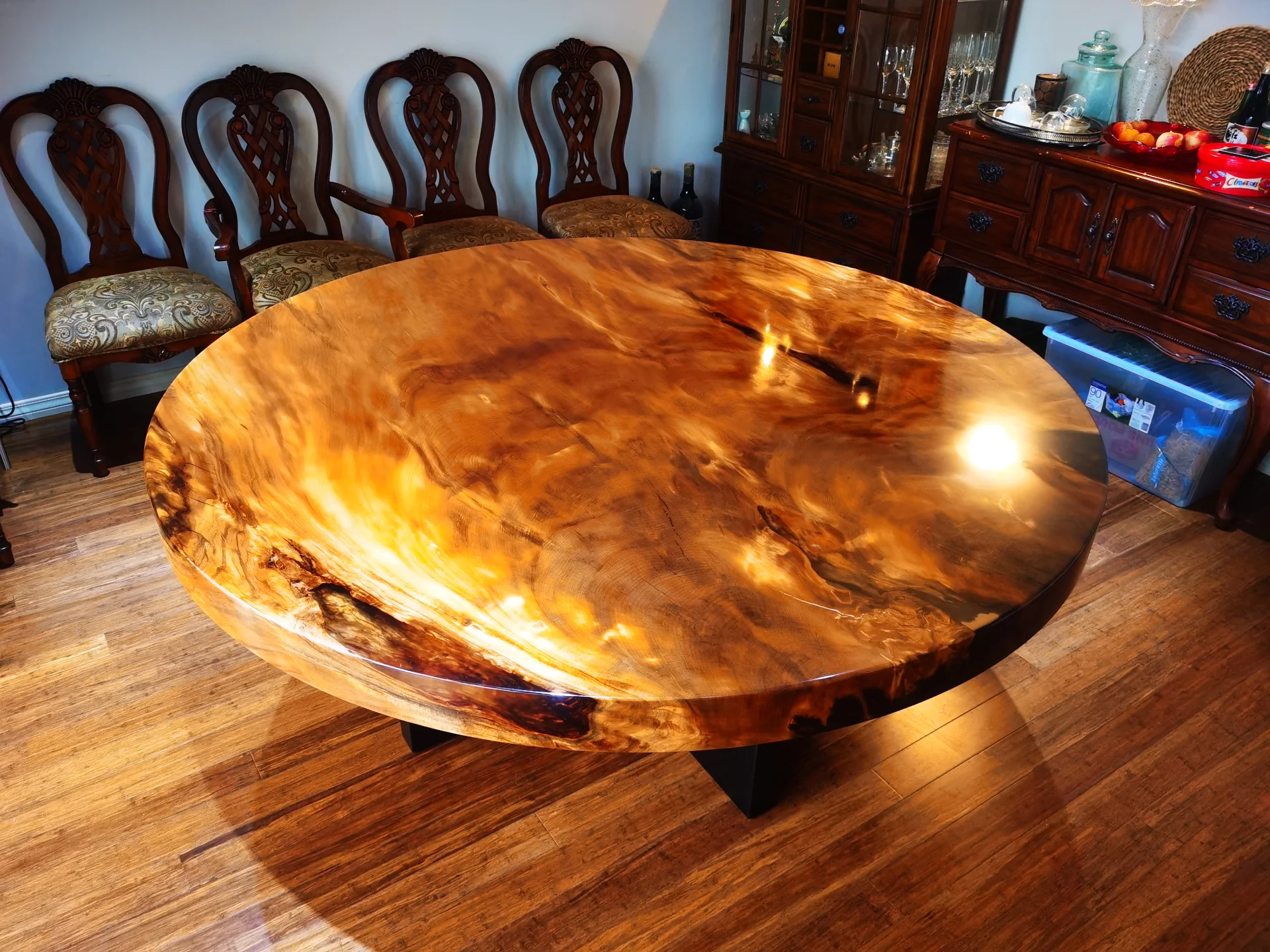 Dia 2M Swamp Kauri Dining table Round — Progress photo
