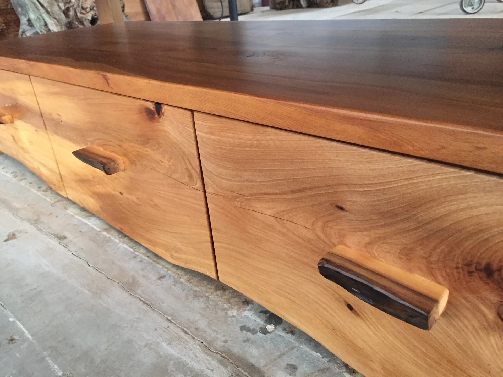 Swamp Rimu TV unit with Elm fronts — Progress photo