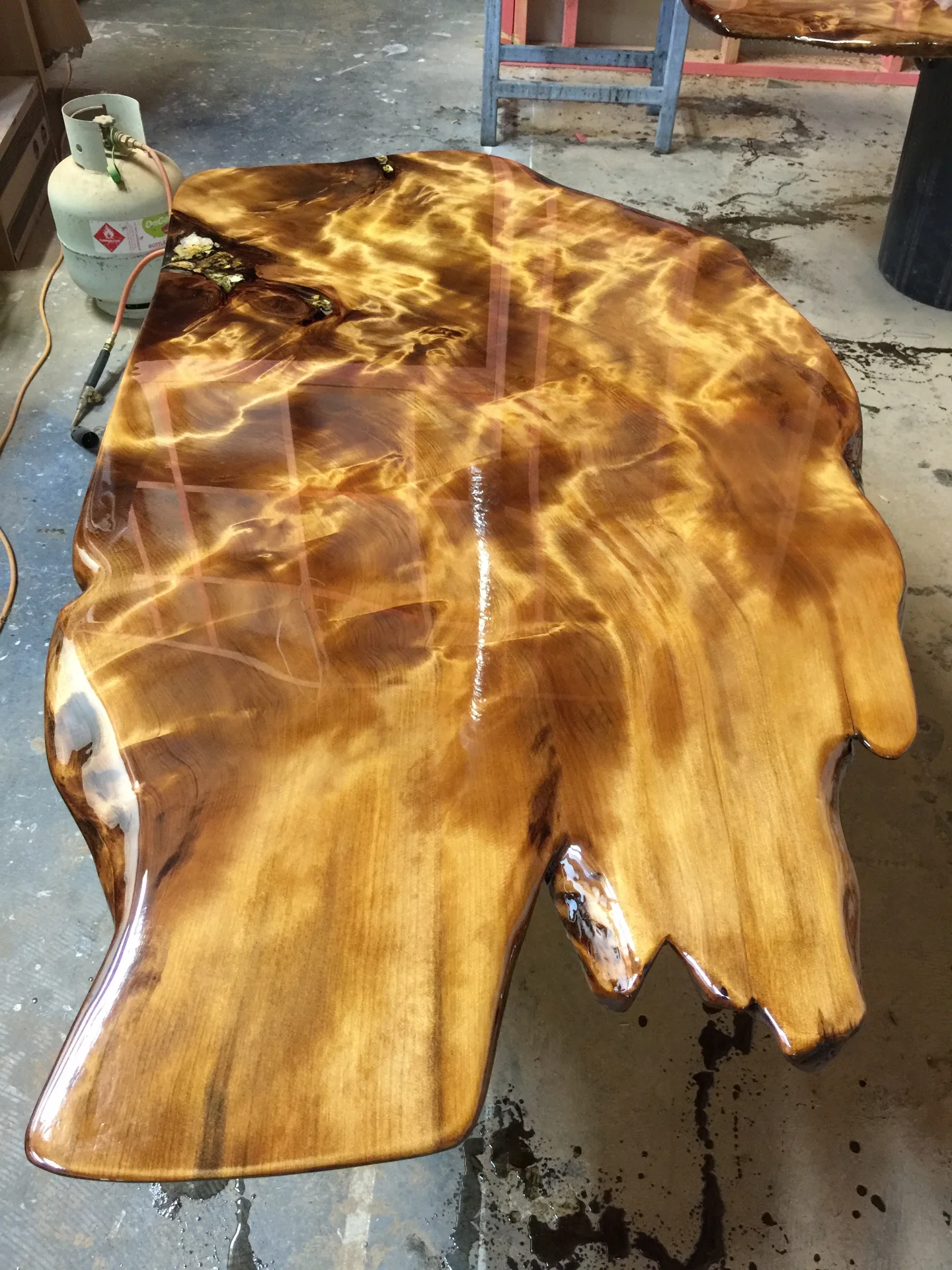 Swamp Kauri Coffee table top 3 — Progress photo