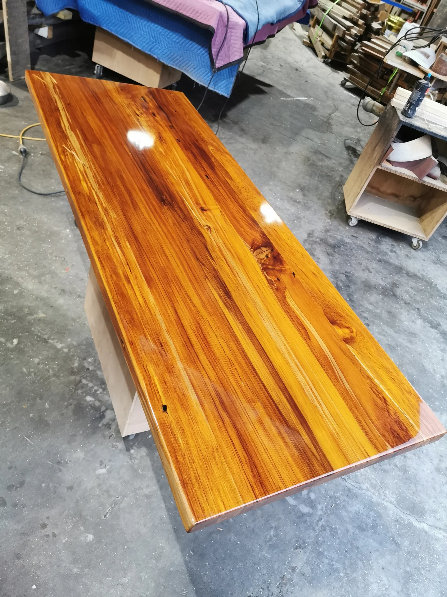 Recycled Rimu Counter top with liquid glass