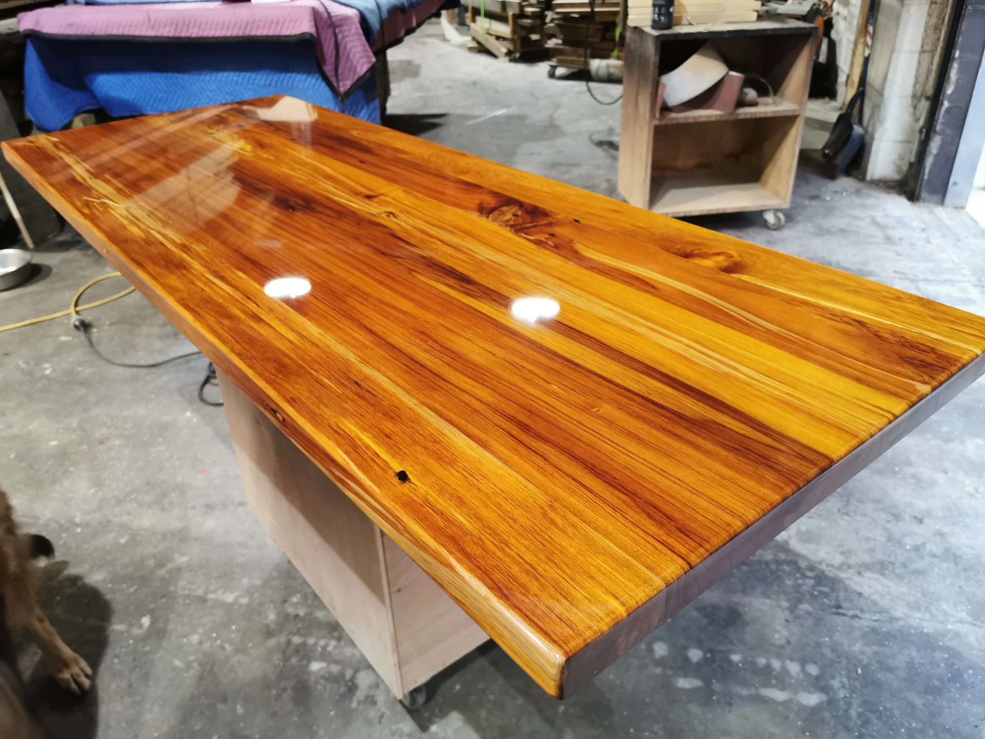 Recycled Rimu Counter top with liquid glass — Progress photo