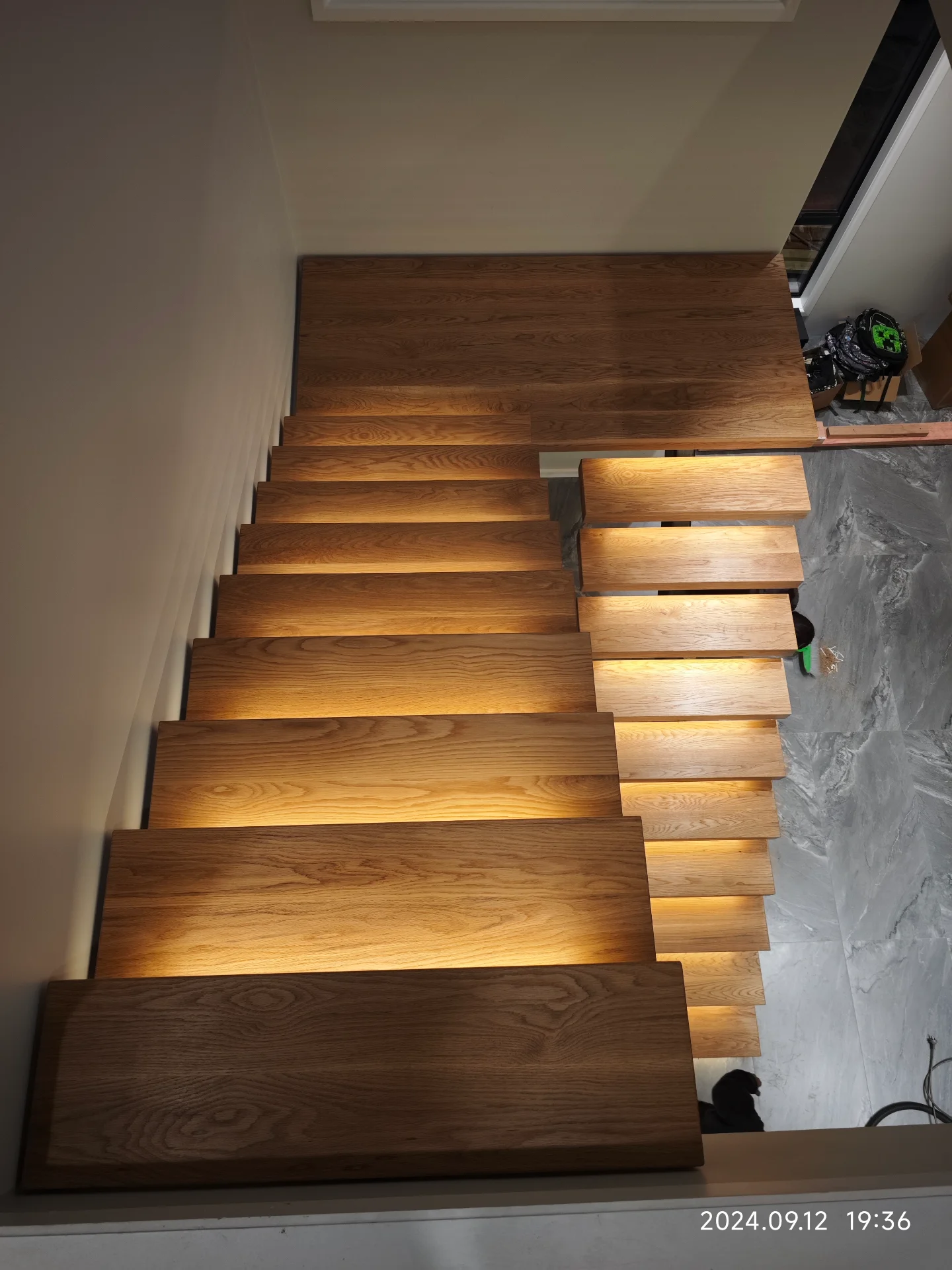 Soild Oak Floating Treads — Progress photo