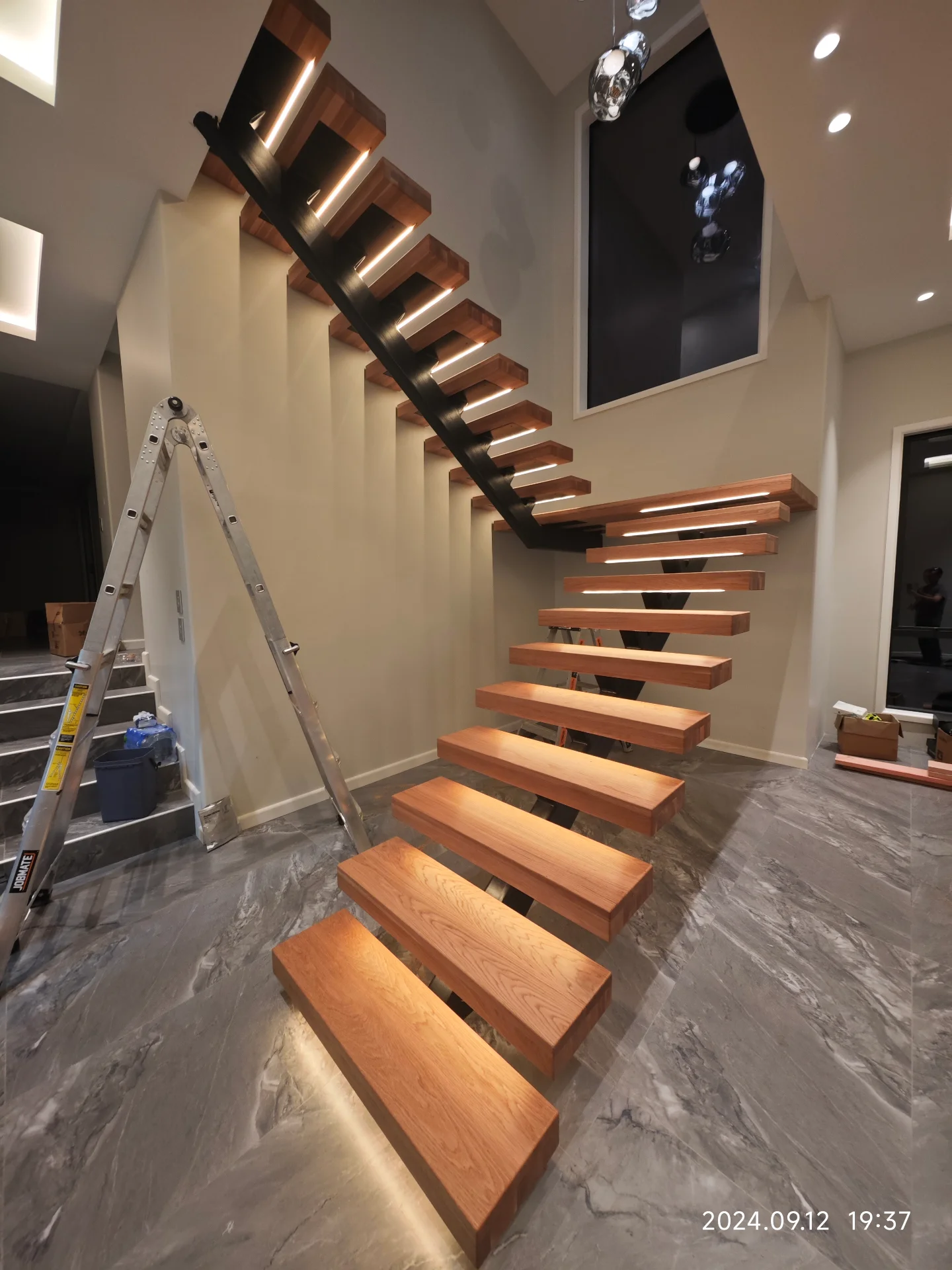 Soild Oak Floating Treads — Progress photo