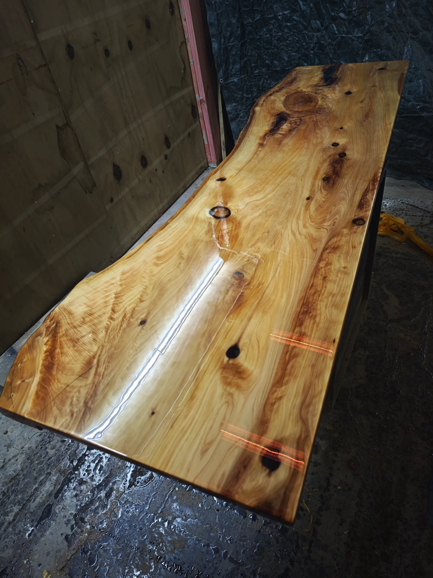Macrocarpa vanity top with epoxy resin finish