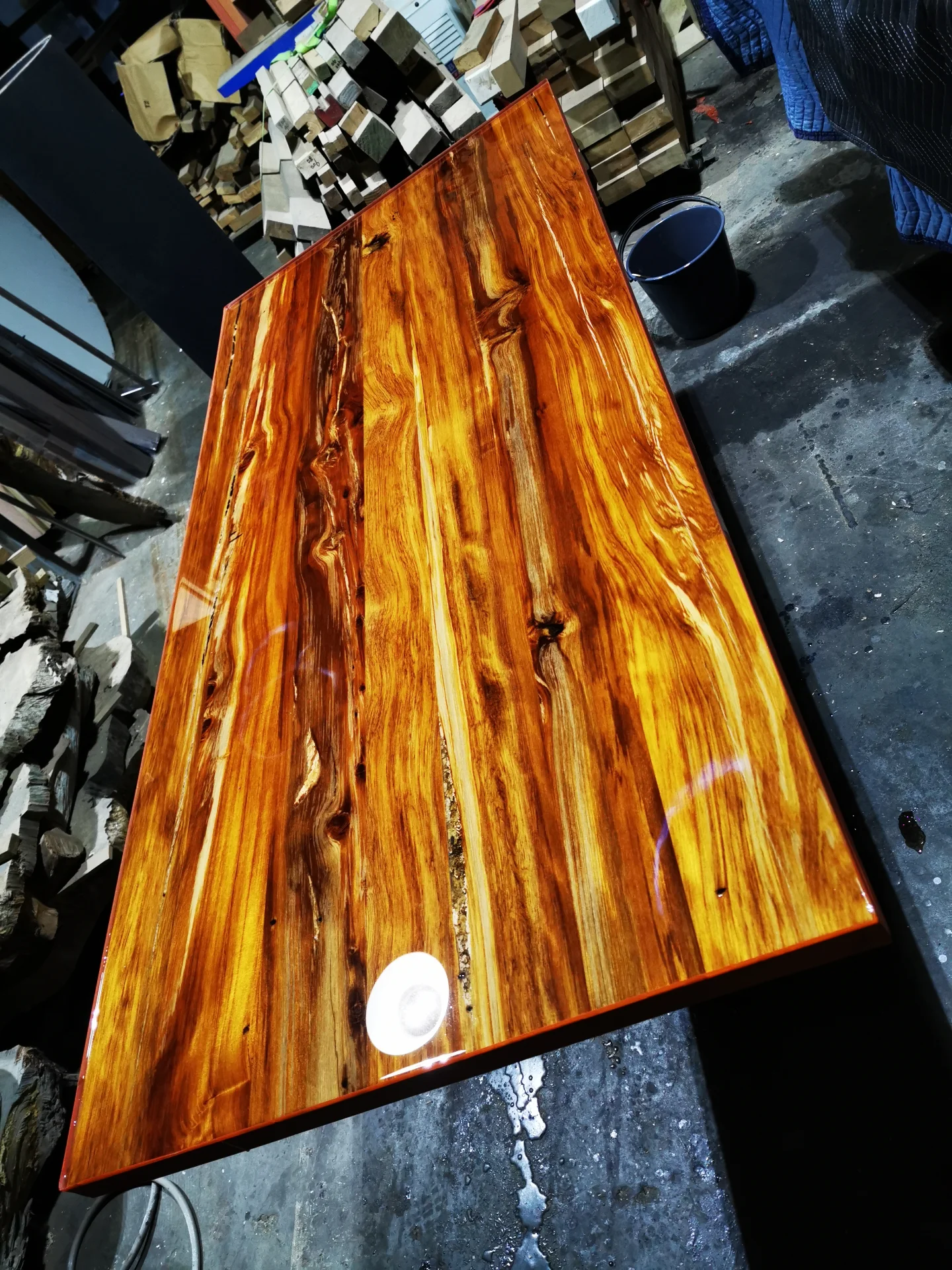 Recycled Rimu Counter top in epoxy resin finish — Progress photo