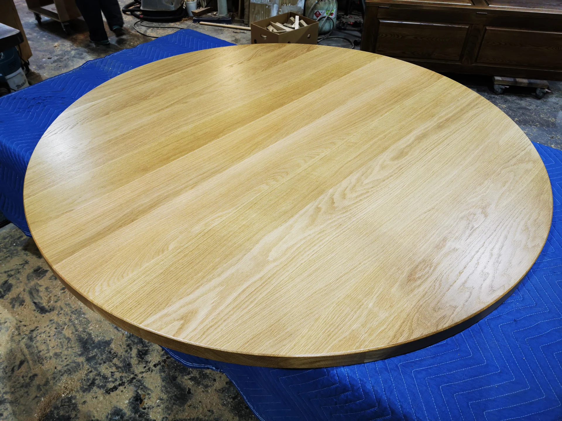 Ash round dinning table in whitewash — Progress photo