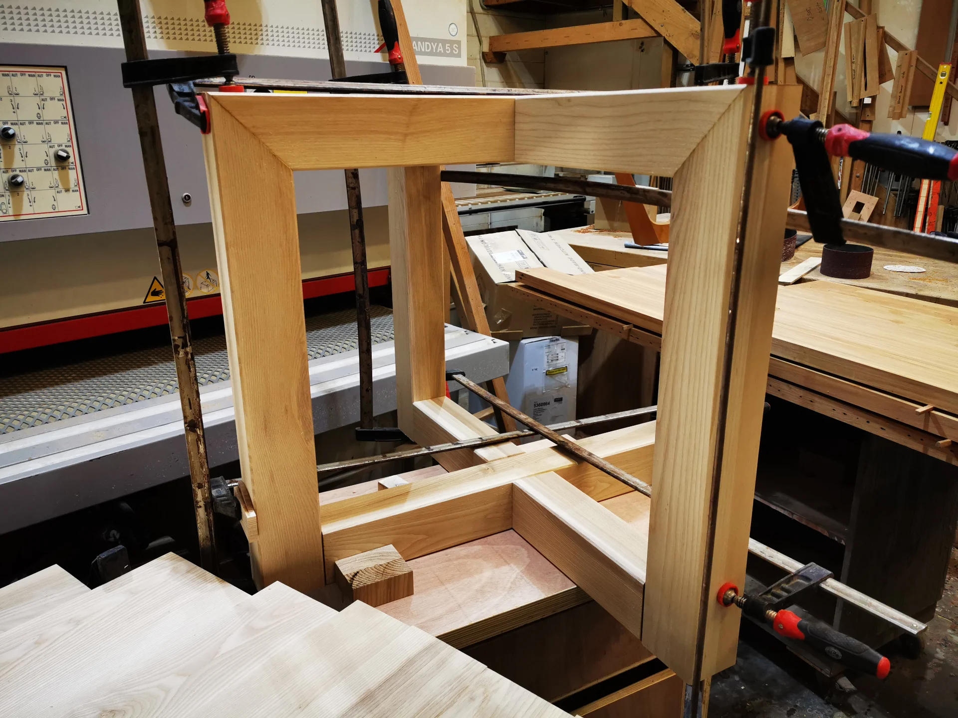 Ash round dinning table in whitewash — Progress photo