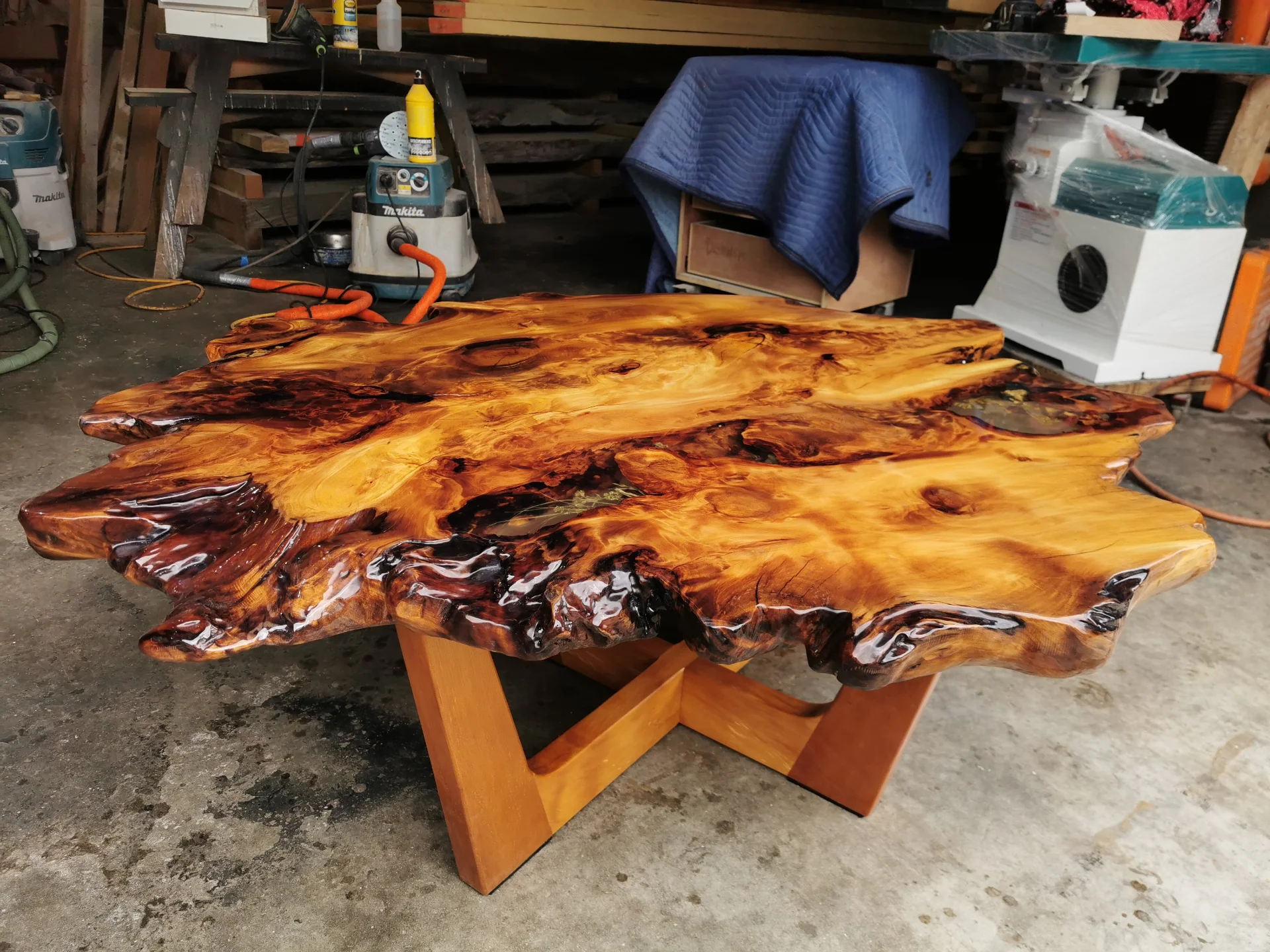 Live edge Swamp Kauri Coffee Table — Progress photo