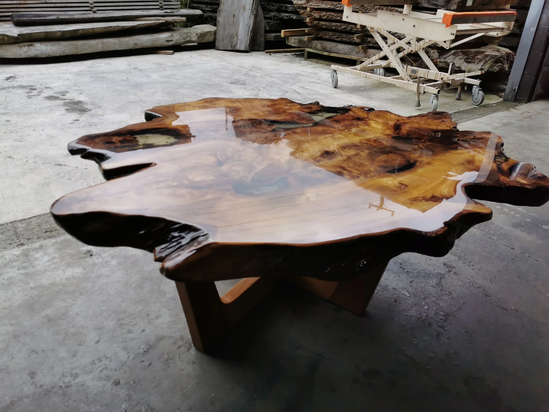 Live edge Swamp Kauri Coffee Table — Progress photo