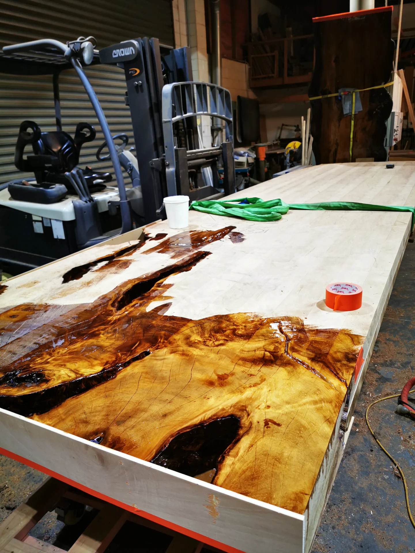 Kevin 6M Swamp Kauri Boardroom table — Progress photo