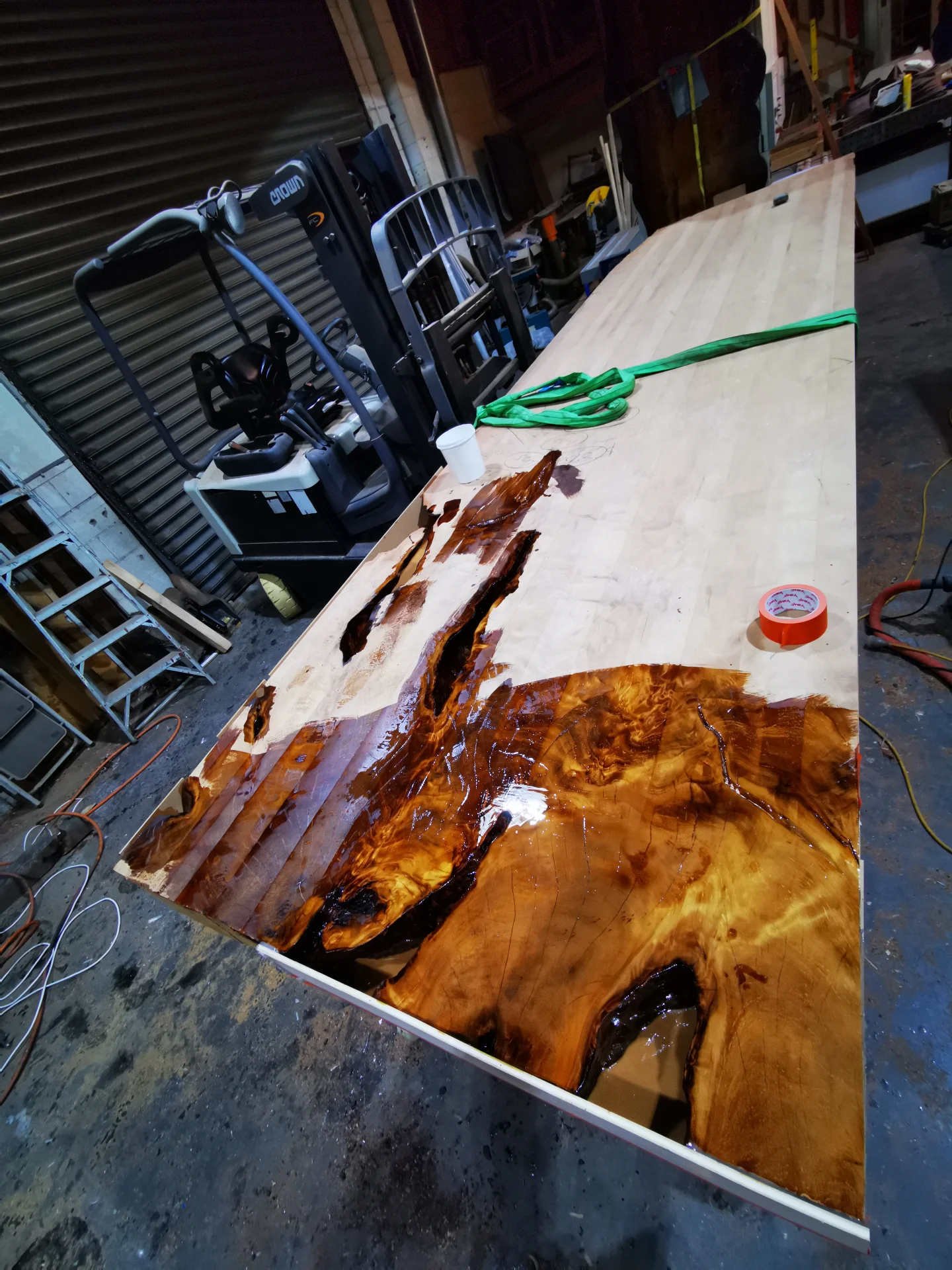 Kevin 6M Swamp Kauri Boardroom table — Progress photo