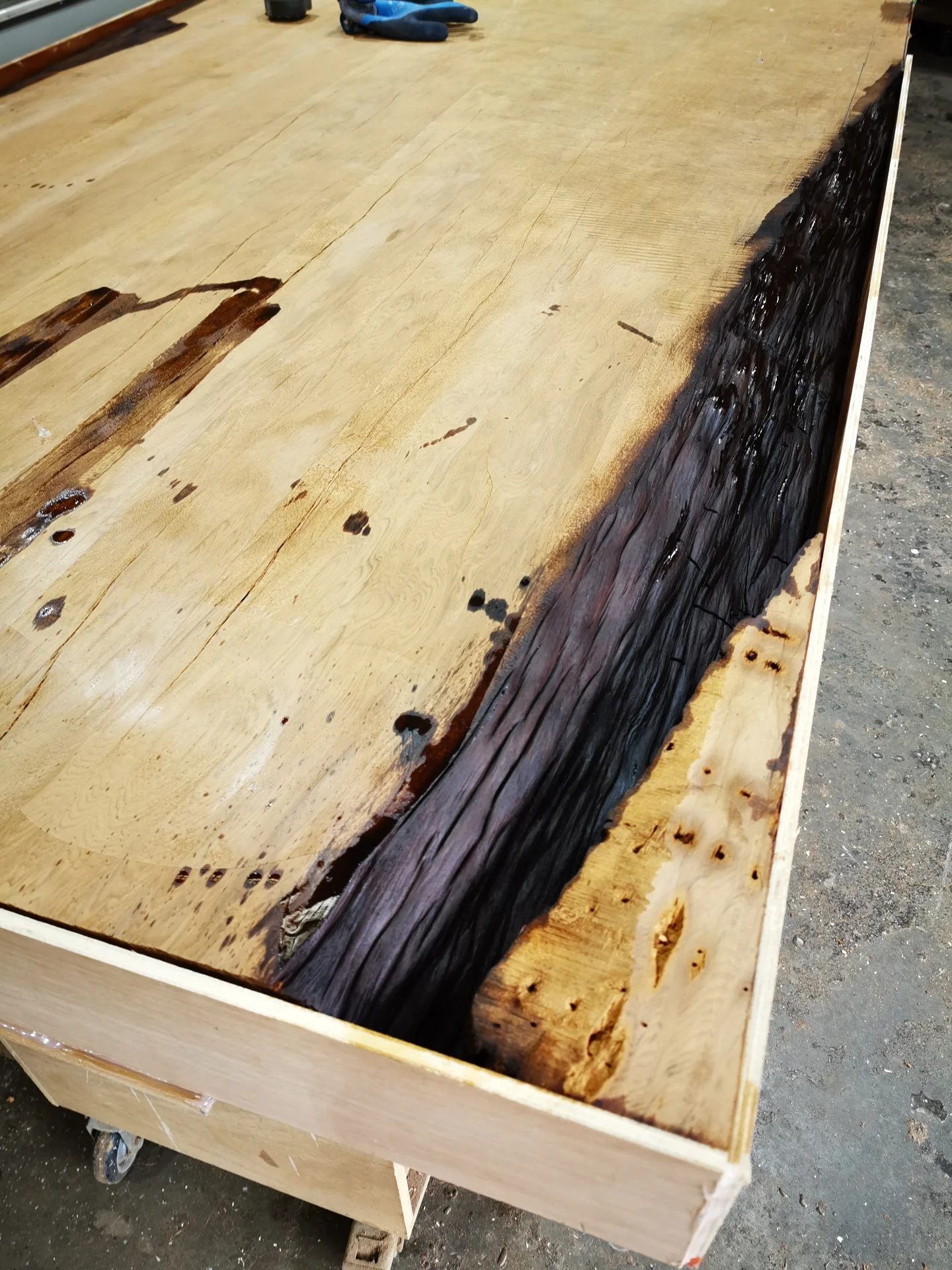 Kevin 6M Swamp Kauri Boardroom table — Progress photo