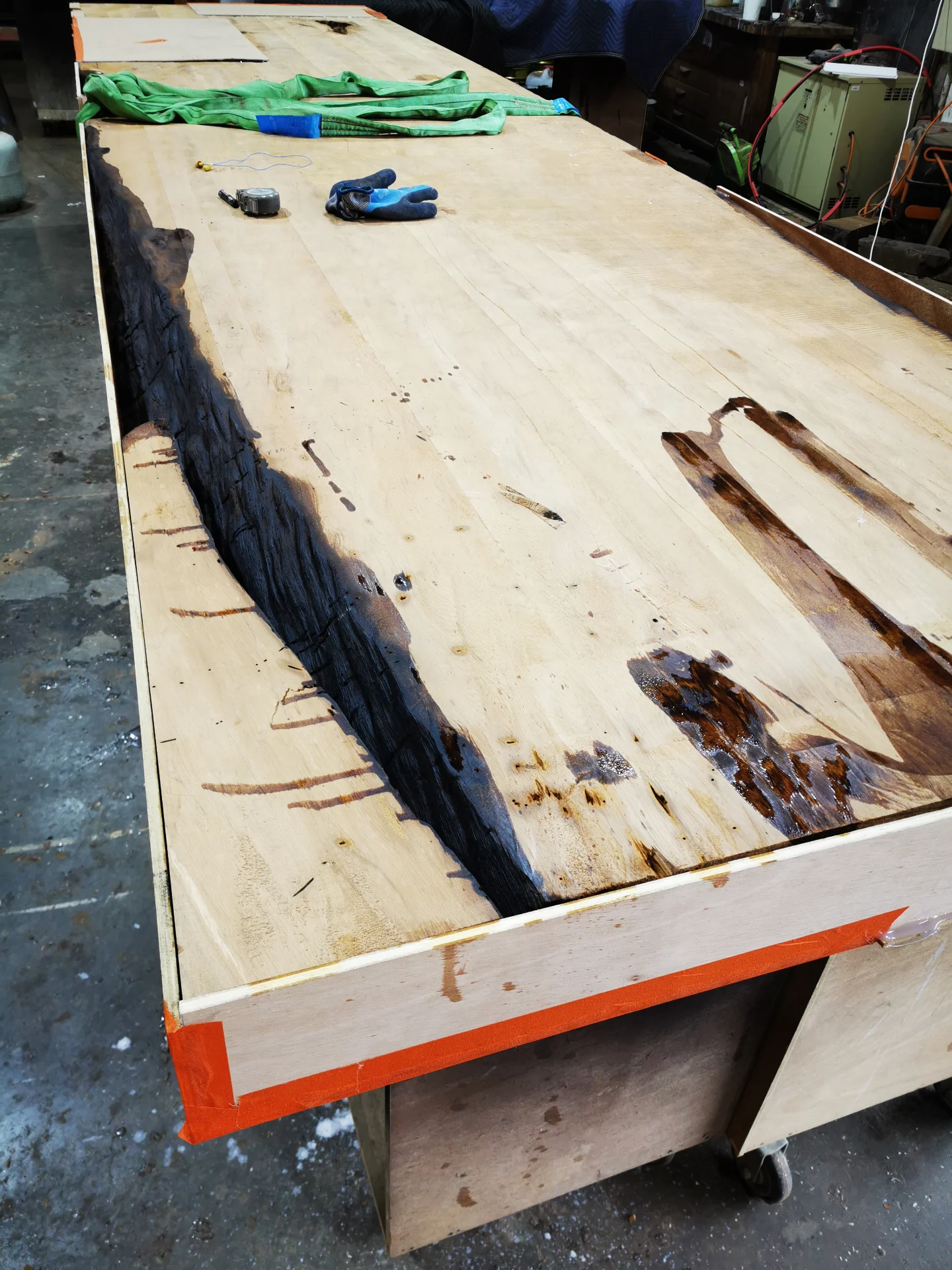 Kevin 6M Swamp Kauri Boardroom table — Progress photo