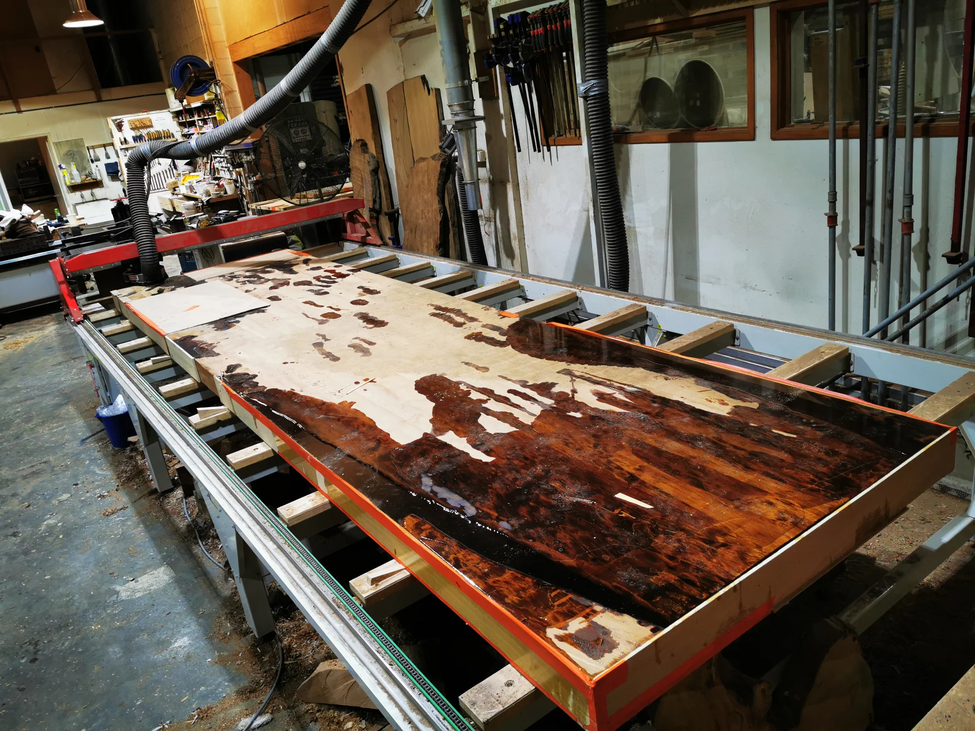 Kevin 6M Swamp Kauri Boardroom table — Progress photo