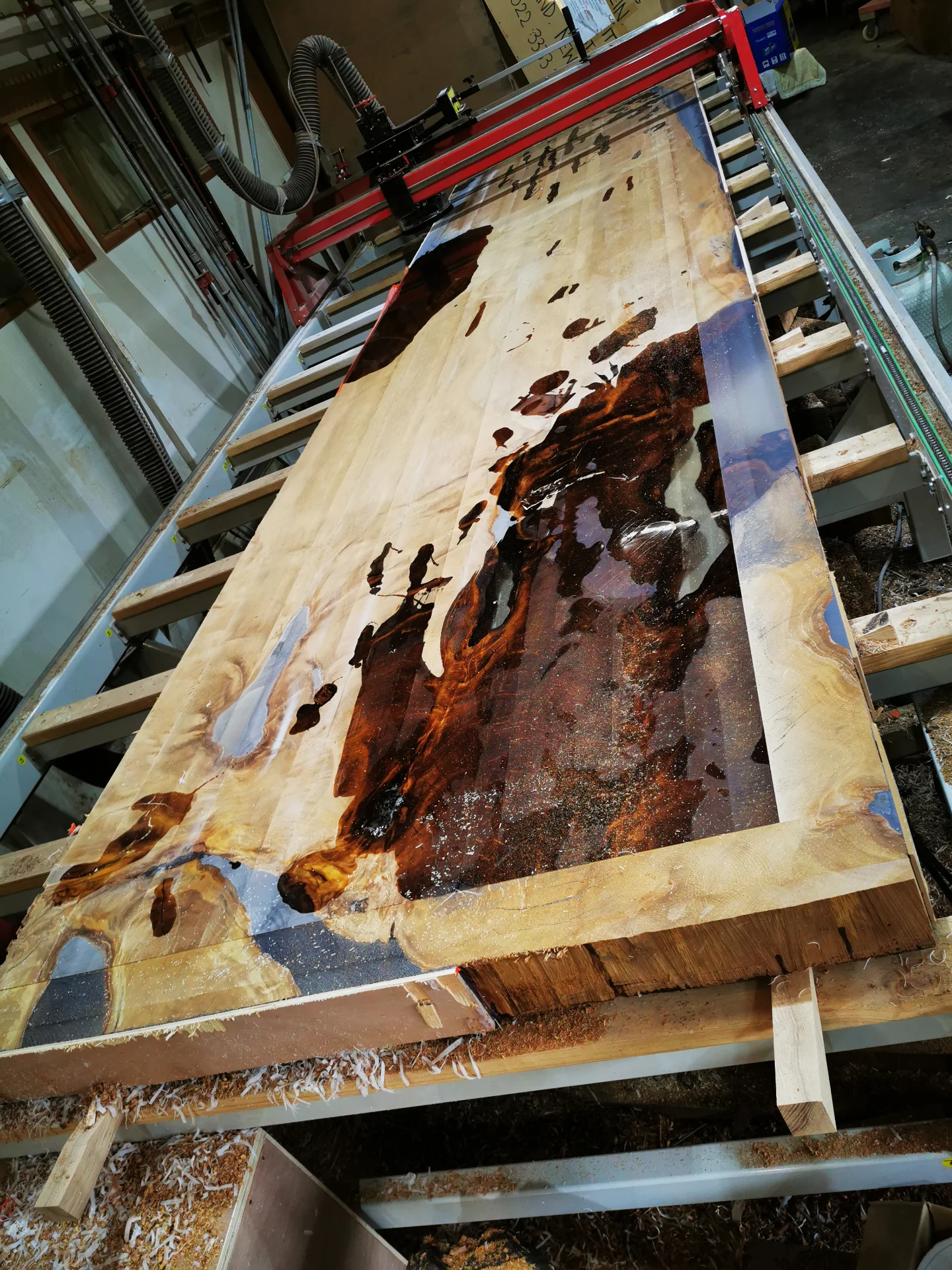 Kevin 6M Swamp Kauri Boardroom table — Progress photo
