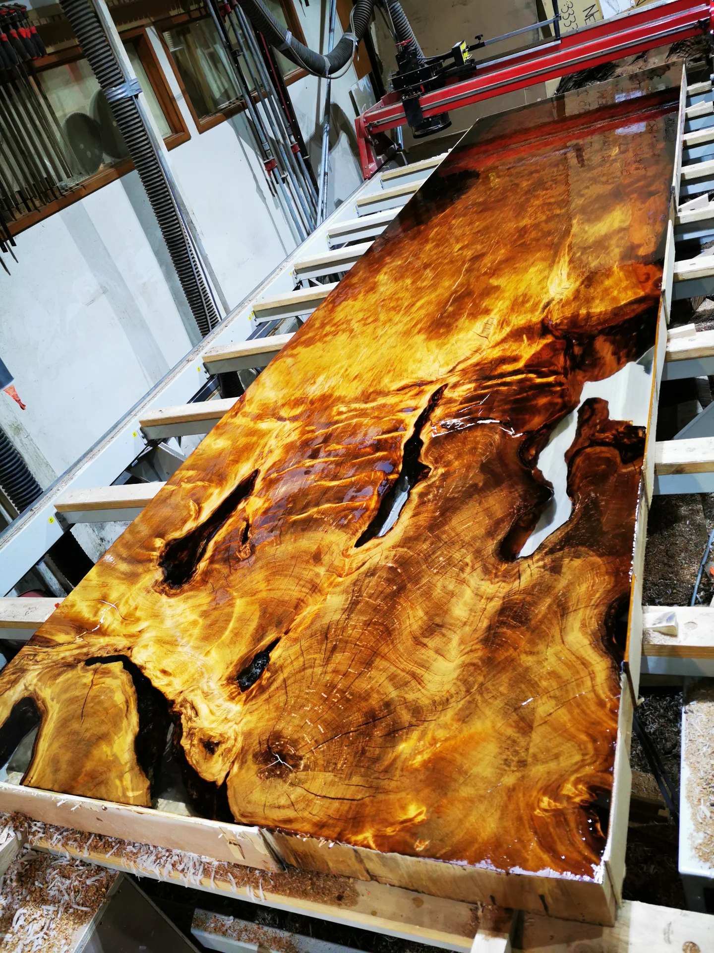 Kevin 6M Swamp Kauri Boardroom table — Progress photo