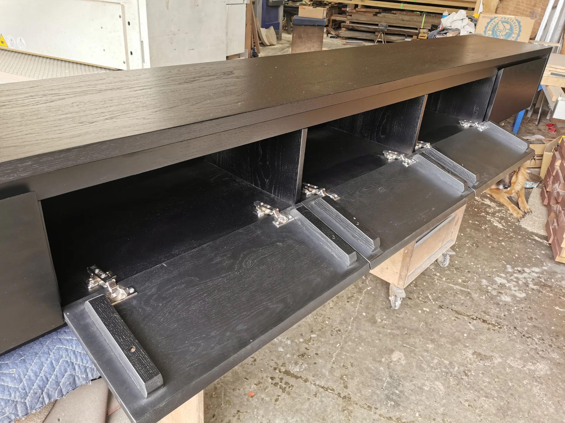 Ash TV unit in black PU